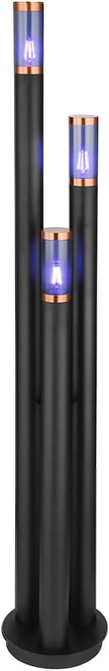 Wegeleuchten Außen Edelstahl Außenlampe Standleuchte Gartenleuchte schwarz, Kupfer rauchfarben, App-Steuerung, 3x Smart RGB LED 10W 806Lm, DxH 28 x 170 cm
