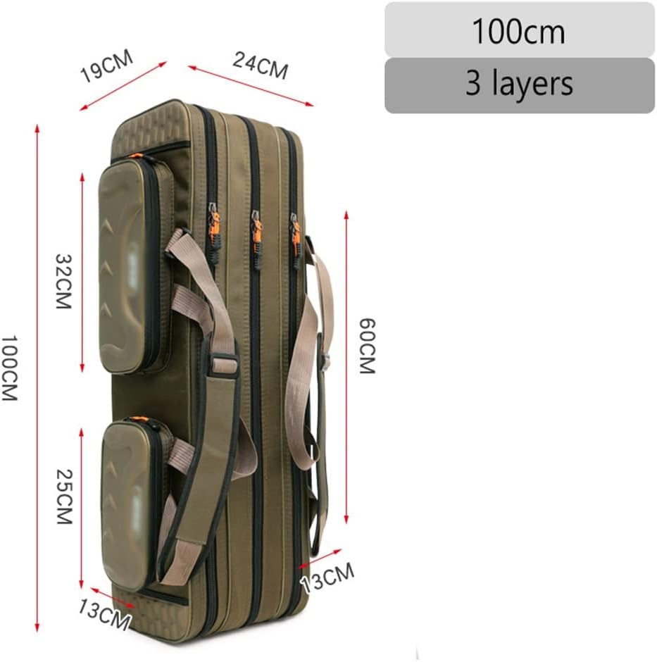 Leichte Angelruten-Tasche, großes Fassungsvermögen, wasserdichte Angeltasche, multifunktionale Angelausrüstungs-Ausrüstungstasche (grün, 100 cm)