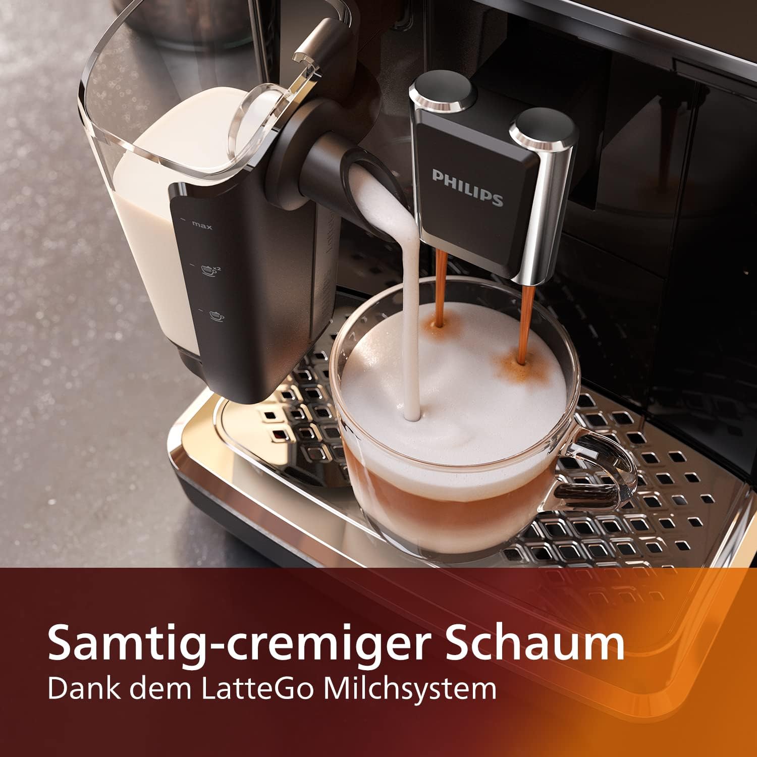 Philips Domestic Appliances 2200 Serie EP2231/40 Kaffeevollautomat, 3 Kaffeespezialitäten (LatteGo Milchsystem) 1500 Watt, 1.8 Liter, 37.1 x 24.6 x 43.4 cm, Klavierlack-schwarz