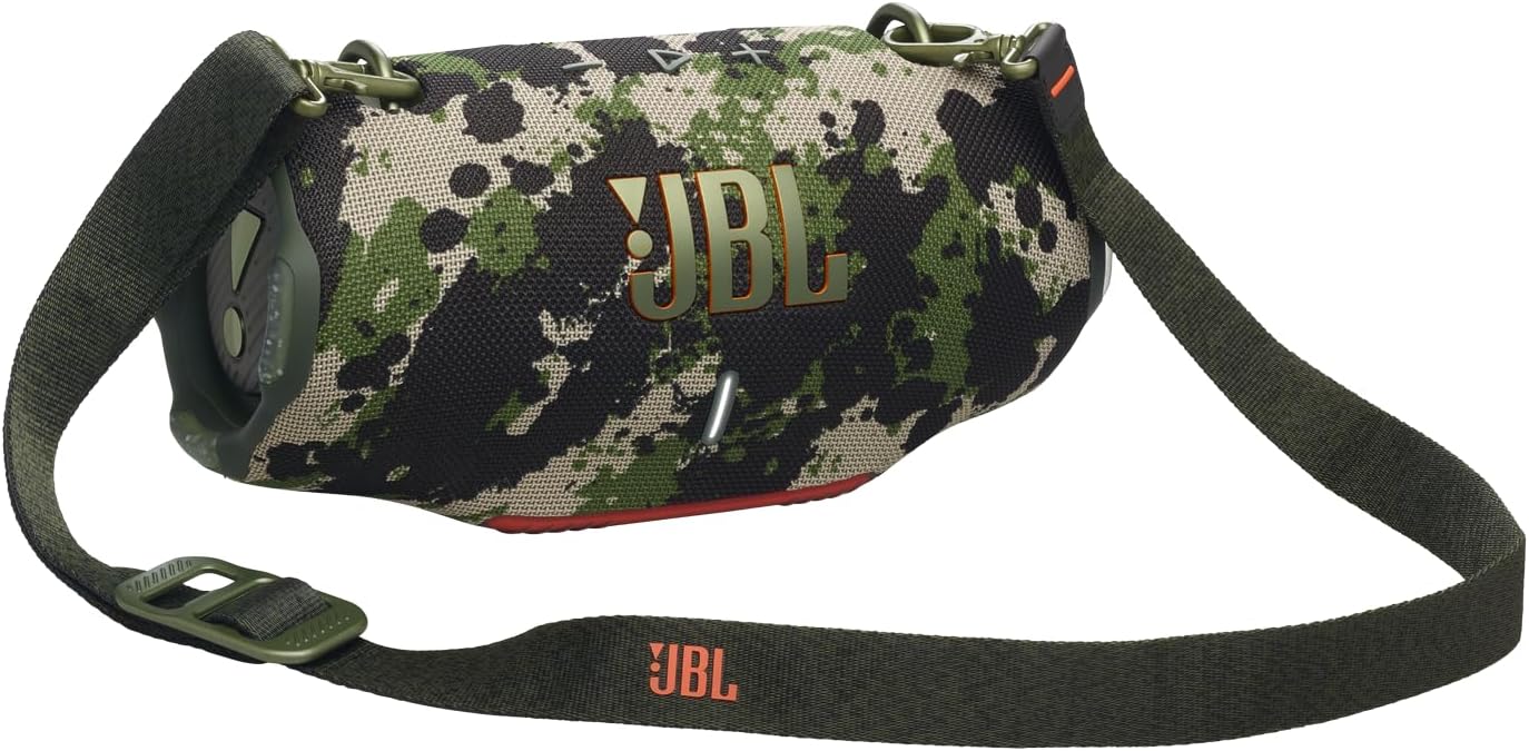 JBL Xtreme 4 Musikbox in Camouflage – Tragbare Bluetooth-Lautsprecher-Box mit tiefem Bass, KI-Sound-Boost und integrierter Powerbank – Wasserfest und staubfest – 24 Laufzeit