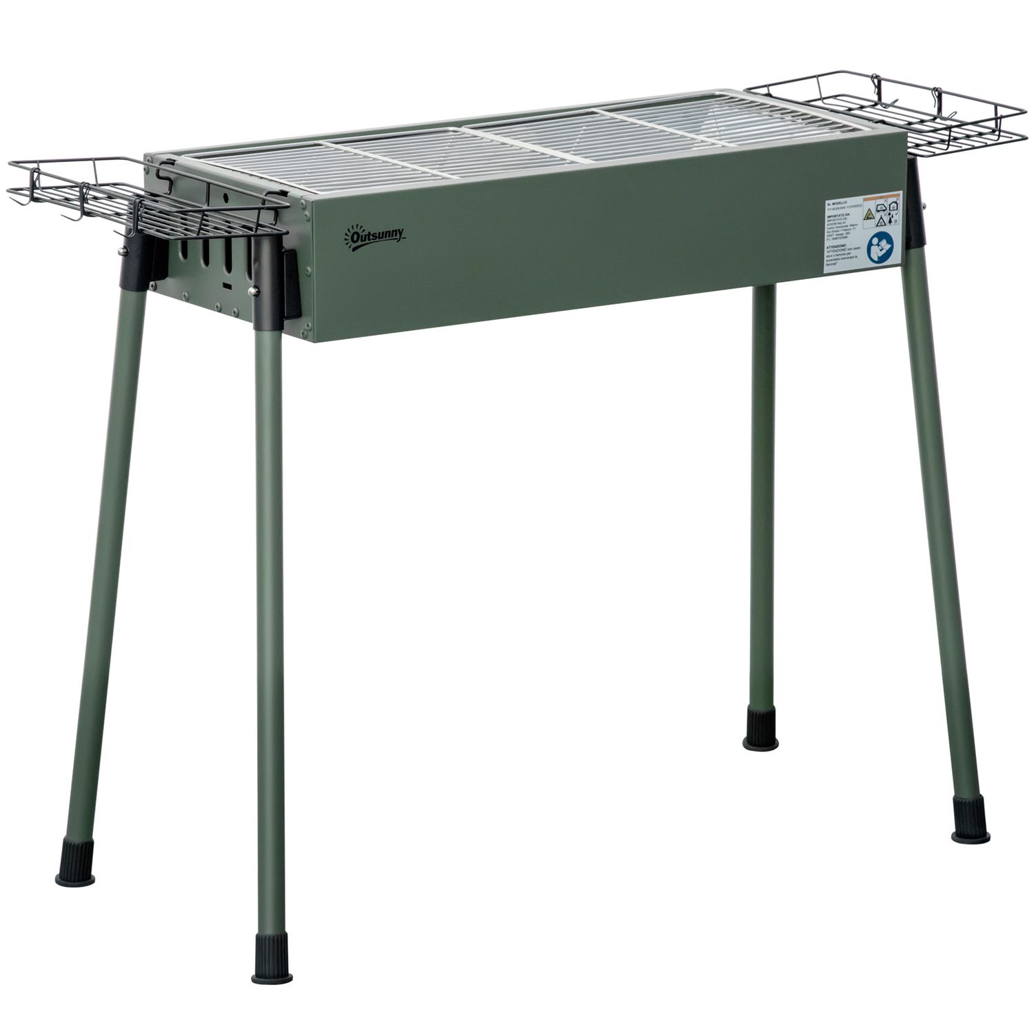 Grill węglowy ze stali nierdzewnej, metalowy, 94x39x70 cm - outsunny.green