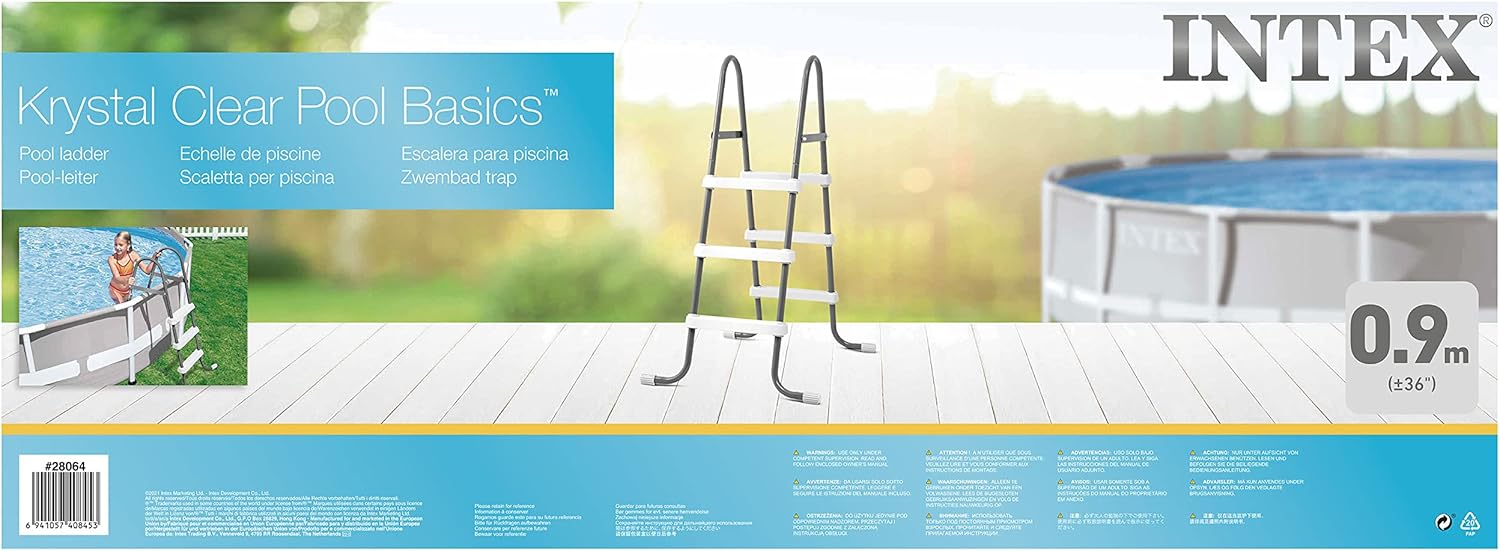 Intex Escalera para Piscinas de hasta 91 cm de Altura, Gris