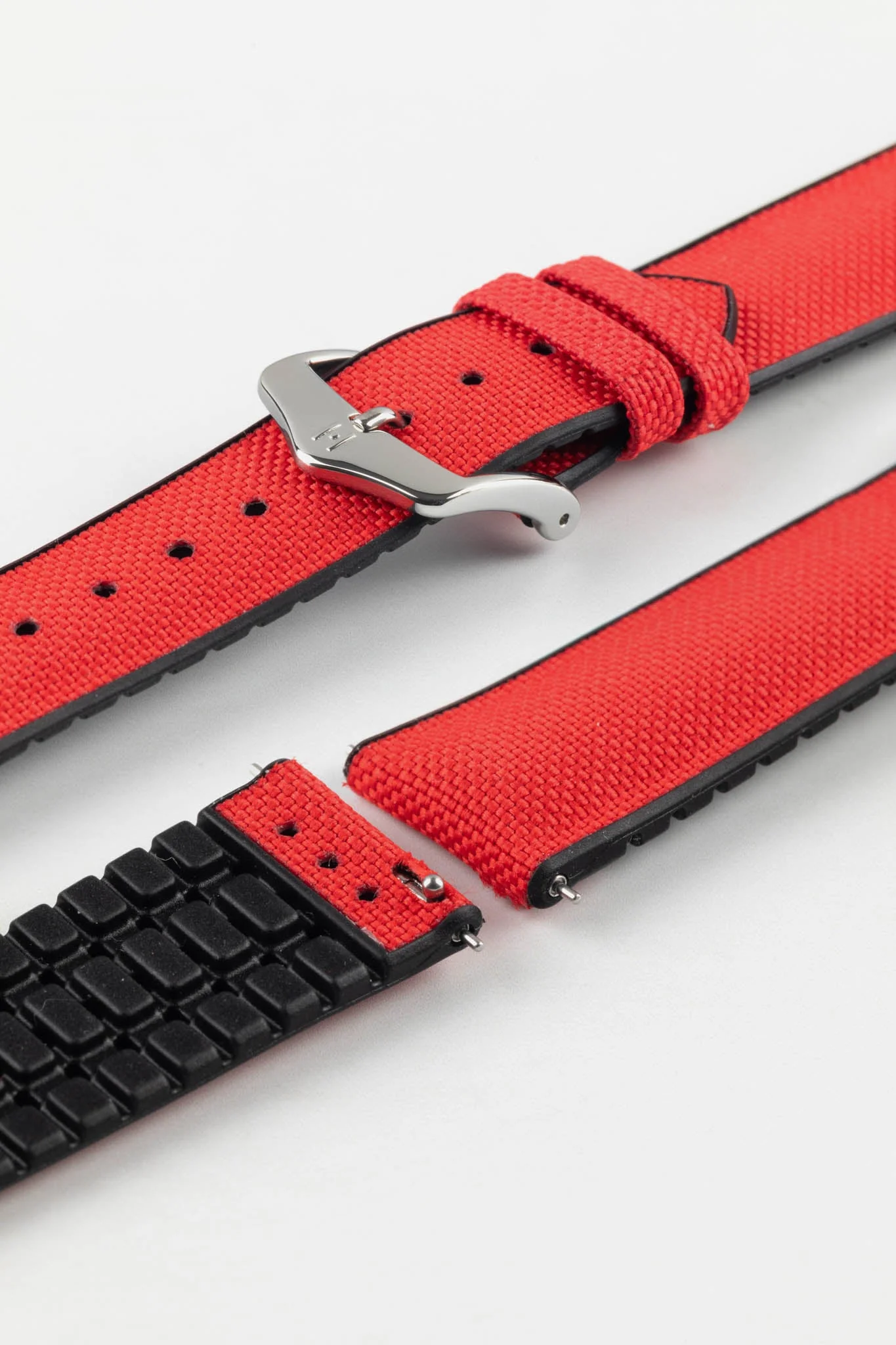 Hirsch ARNE Sailcloth Effect Performance Watch Strap - RED