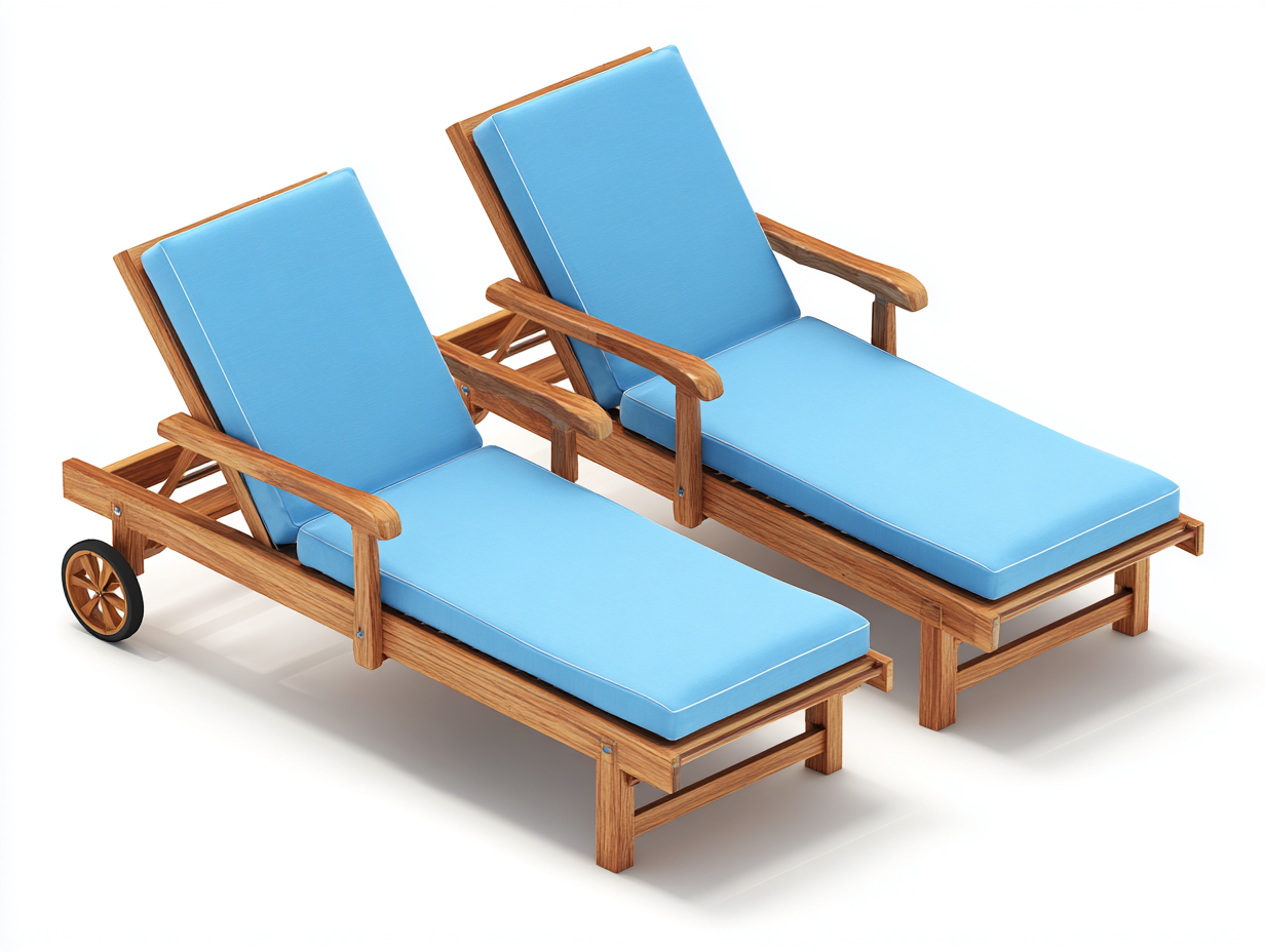 Sonnenliege - Akazienholz-Polyester - 208 x 72 x 36 cm - Blau-Natur - Moderner Gartenstil