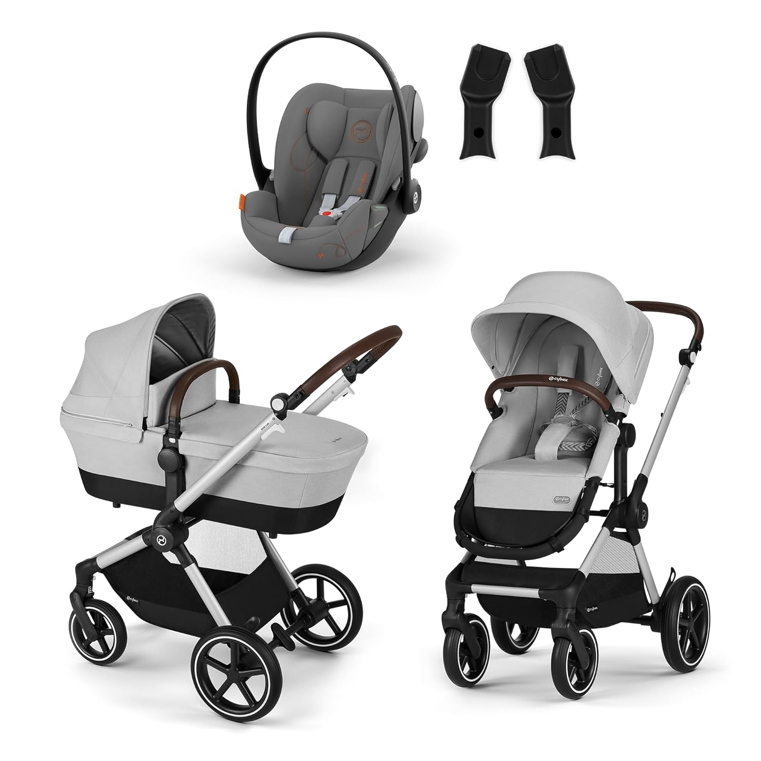 CYBEX Gold Kinderwagen EOS Lux 2-in-1, Reisesystem, Ab Geburt bis 22 kg (ca. 4 Jahre), Moon Black