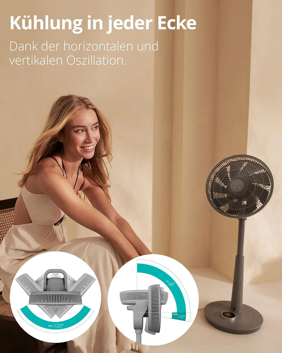 Duux Whisper 2 Statiefventilator Stil - Zuinige DC-motor met 26 snelheden - Ventilator in hoogte verstelbaar (73-95cm) - Horizontale + Verticale oscillatie - Wit