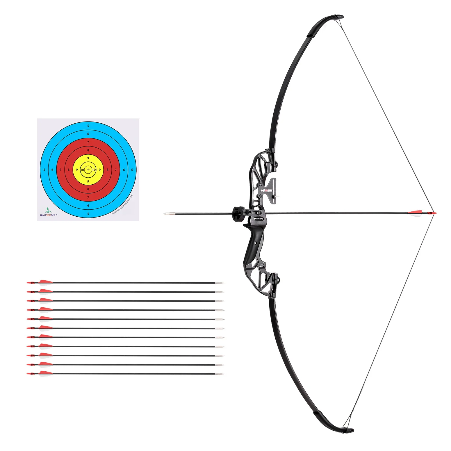 55lbs Recurve Bow Arrow Set, Fiberglass Arrows, Everfit