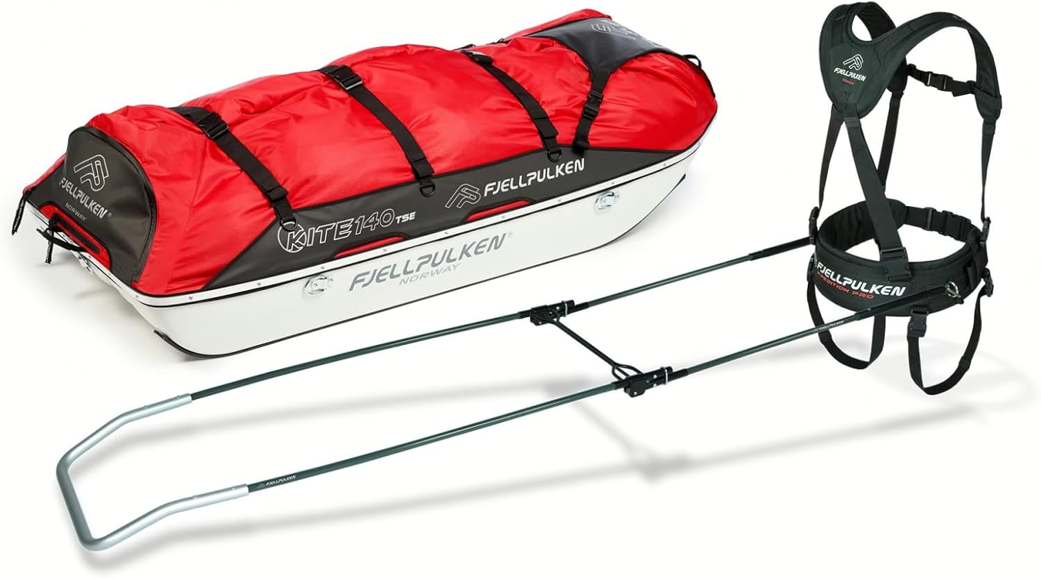 Expeditions-Pulk Komplett mit verstärktem Gurtzeug & Schaft, ideal für Schlittenfahren, Skifahren, Touren, Trekking, Wandern & Freizeit. Verfügbare Typen:(Kite-140, Xcountry-144, Xplorer-168 und 188)
