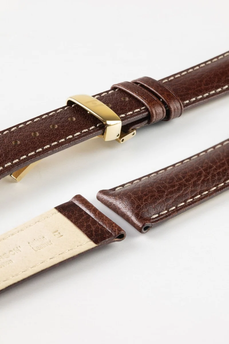 Hirsch BOSTON NQR Brown Buffalo Calfskin Leather Watch Strap