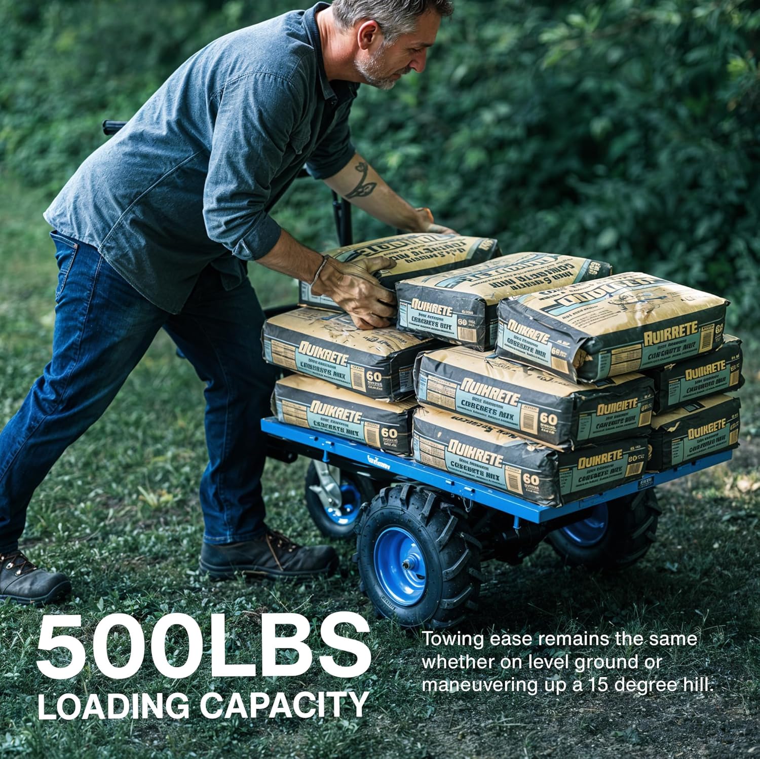 Landworks AGM Electric Utility Cart, 500W, 500lb Load, 1000lb Tow, Battery Powered