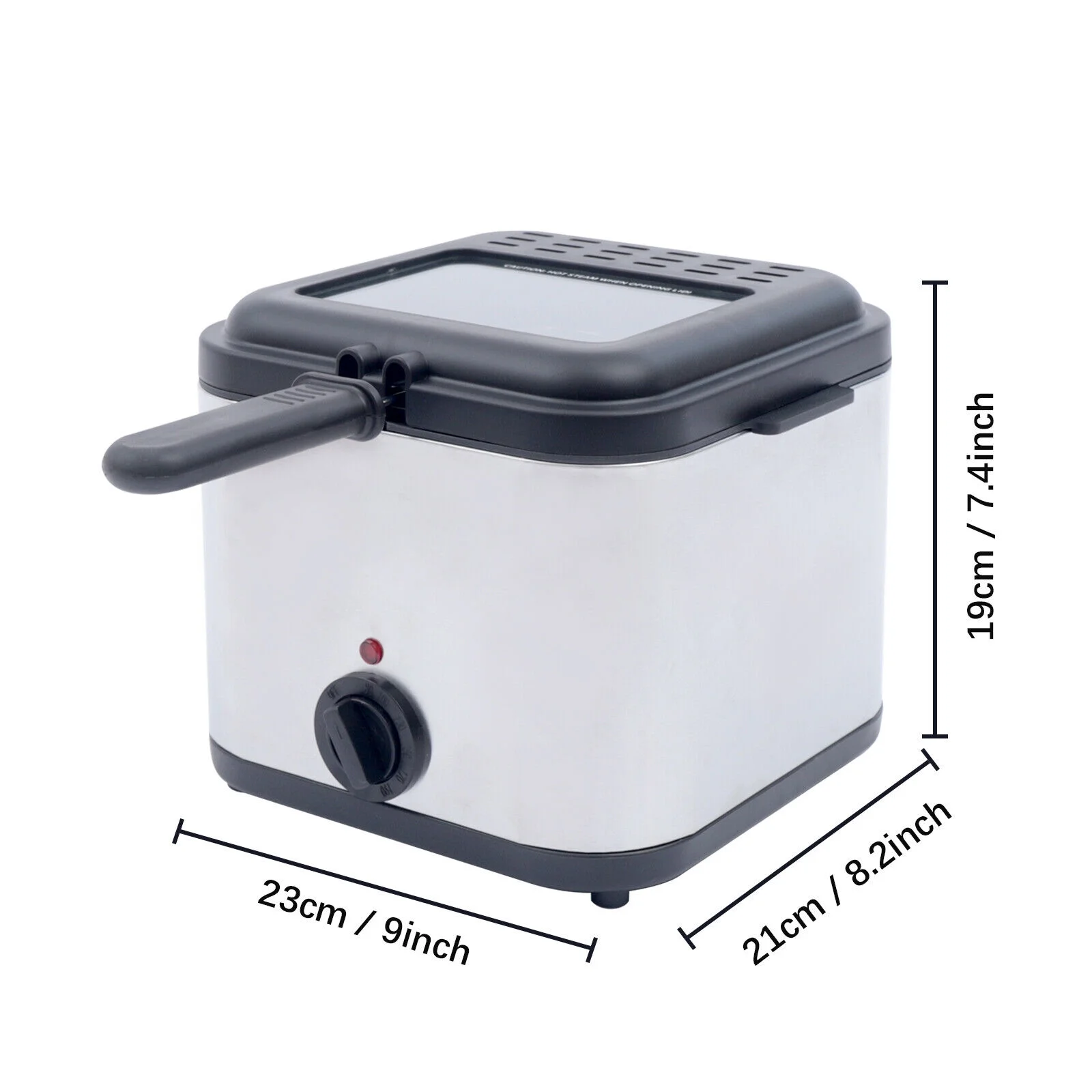 2025 Compacte Frituurpan van 1000W en 2,5L met Mand, Transparant Venster en Olie-afvoerhaak