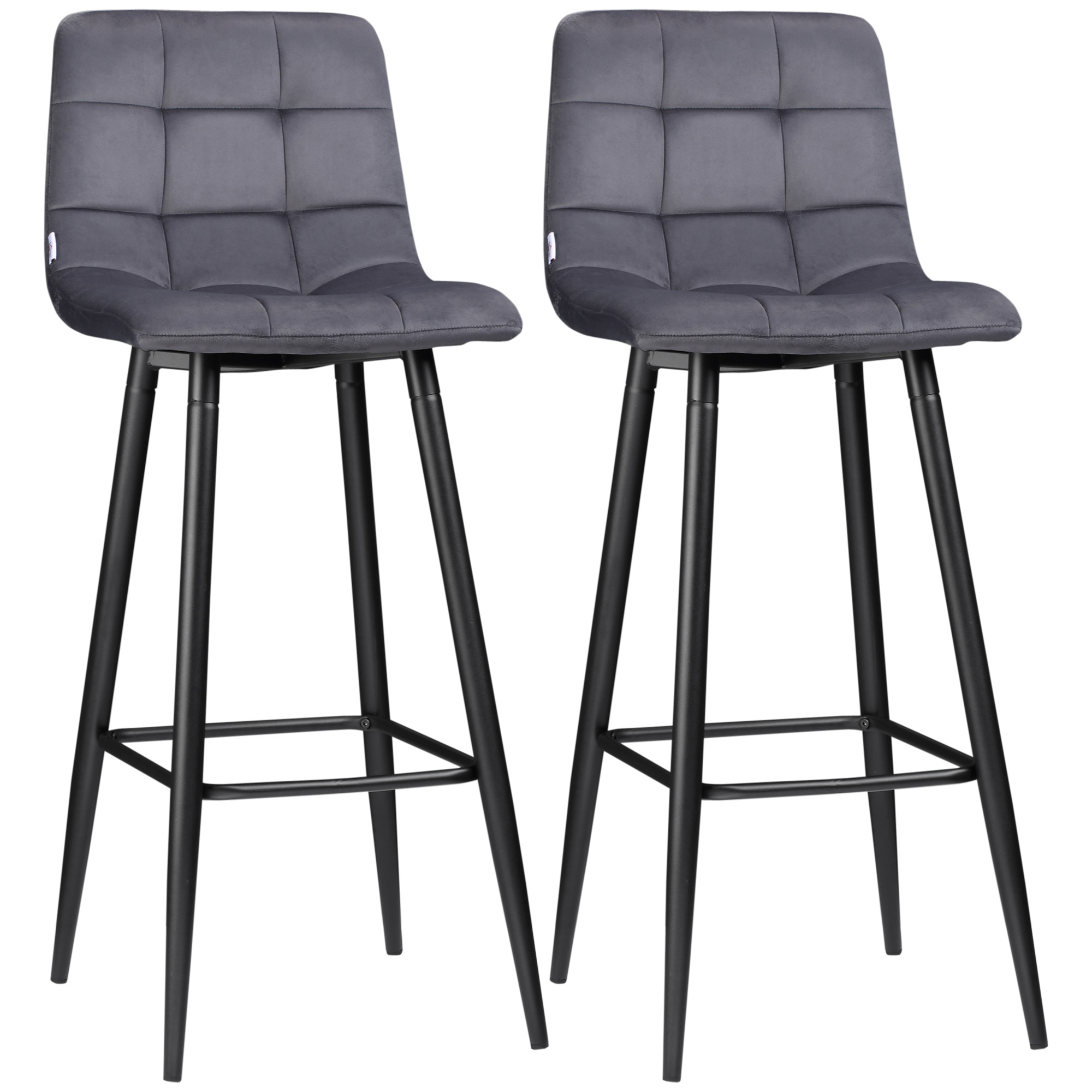 set van 2 barkrukken met voetsteun in retrodesign, grijs, 42 cm x 47 cm x 105 cm