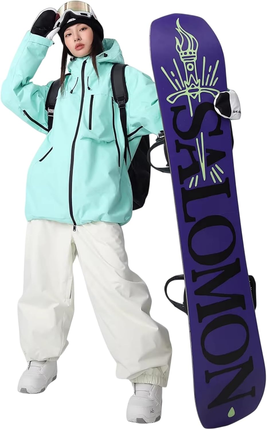 HOUZONIY Skianzug Damen 2 Teilig, Skijacke und Skihose Set für Frauen zum Skifahren Snowboarden Schneejacke Schneehose