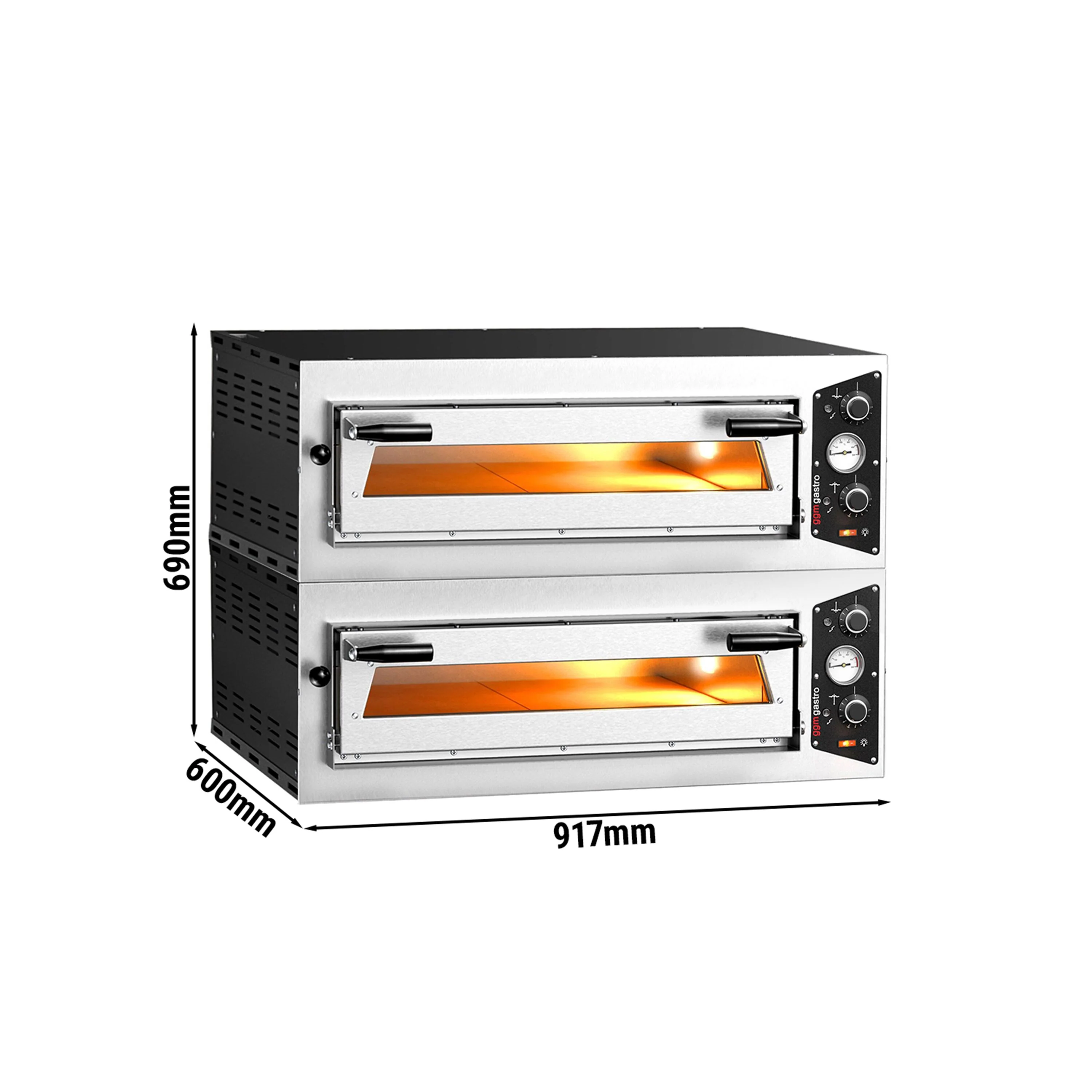 (2 stk.) Elektrisk pizzaovn �C 4 + 4x 30 cm �C Manuell