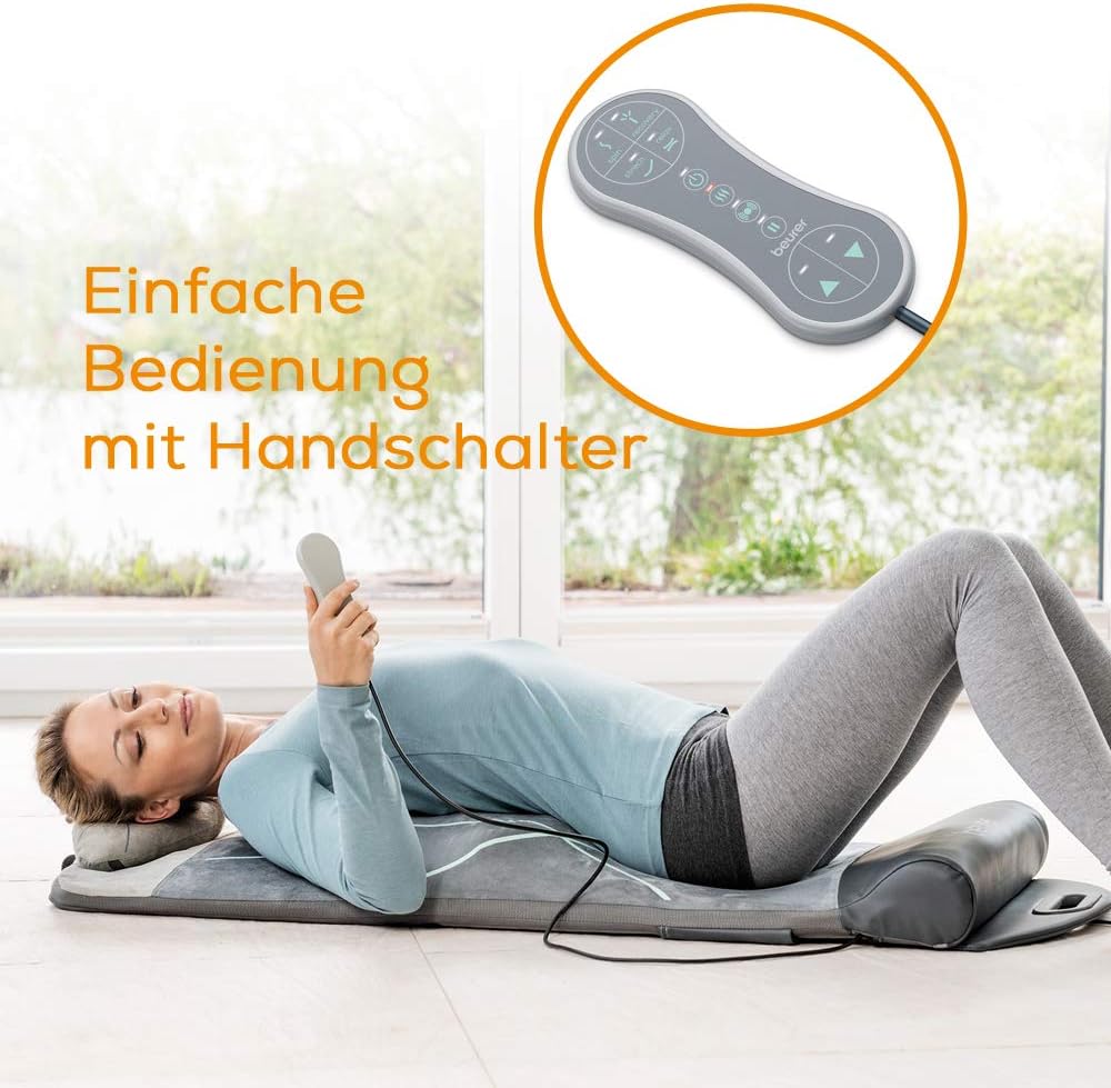 Beurer MG 280 Yoga- und Stretchmatte, zur Dehnung der Muskulatur und Entspannung, Massagematte für Nacken, Schultern und Rücken, faltbar, 1 Stück (1er Pack), Grau