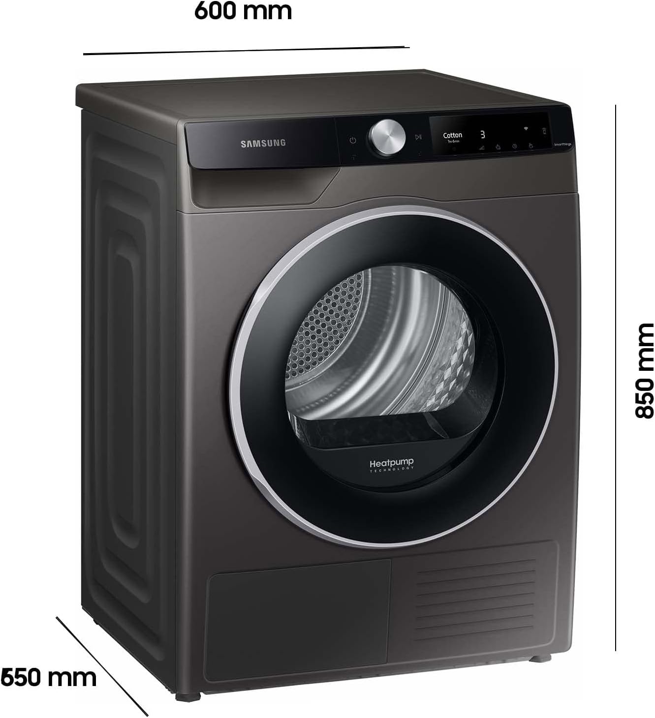Samsung DV80T6220LX/S2 Wärmepumpentrockner, 8 kg, Simple Control mit WiFi und Auto Cycle Link, Hygiene+ Programm, Air Wash, Inox