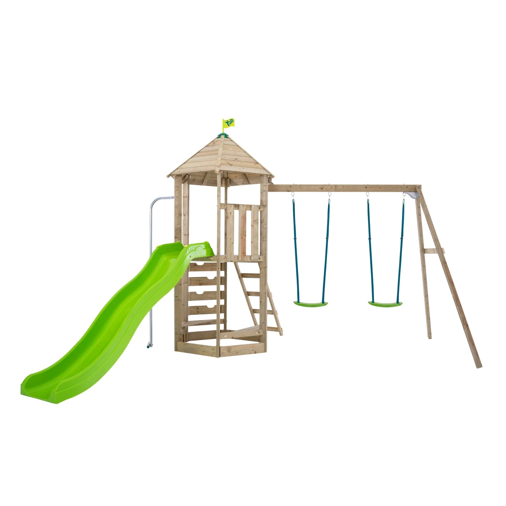 TP Castlewood Beeston Houten Klimrek met Schommelset & Glijbaan ?C FSC? gecertificeerd