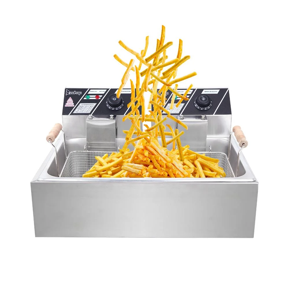 Winado commerci?le/huishoudelijke friteuse van roestvrij staal met een inhoud van 23,26 Qt / 22 L