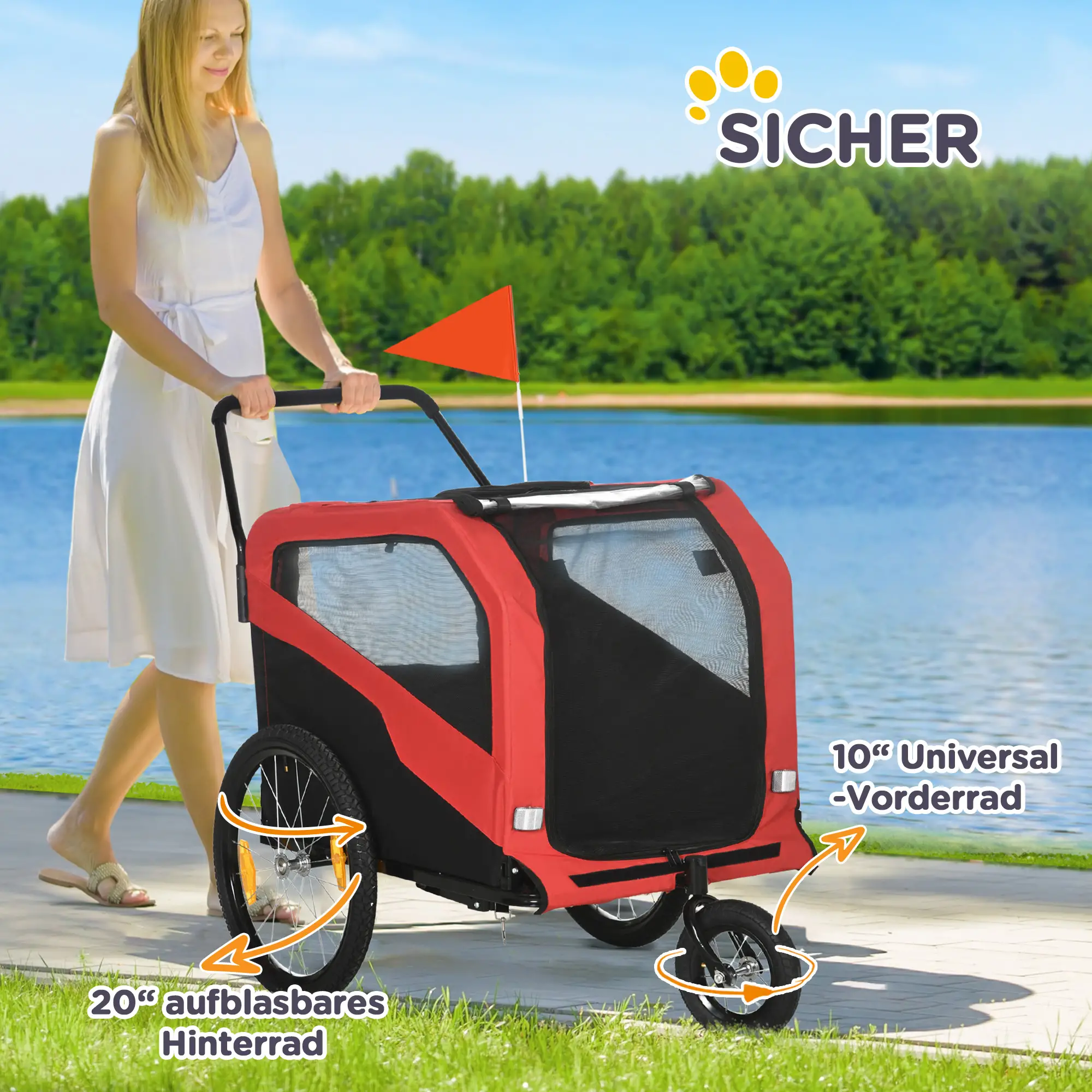 HOMCOM hondenbed 30 kg, rood, stevig & comfortabel voor grote honden