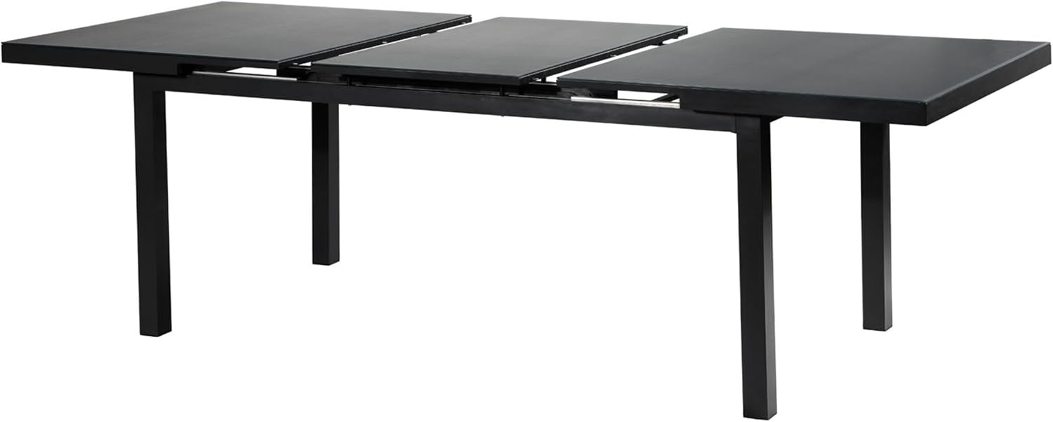OUTFLEXX Premium Garten-Essgruppe, anthrazit matt, Alu/Textilene, Tisch 180/240x100cm, 8 Klappstühle