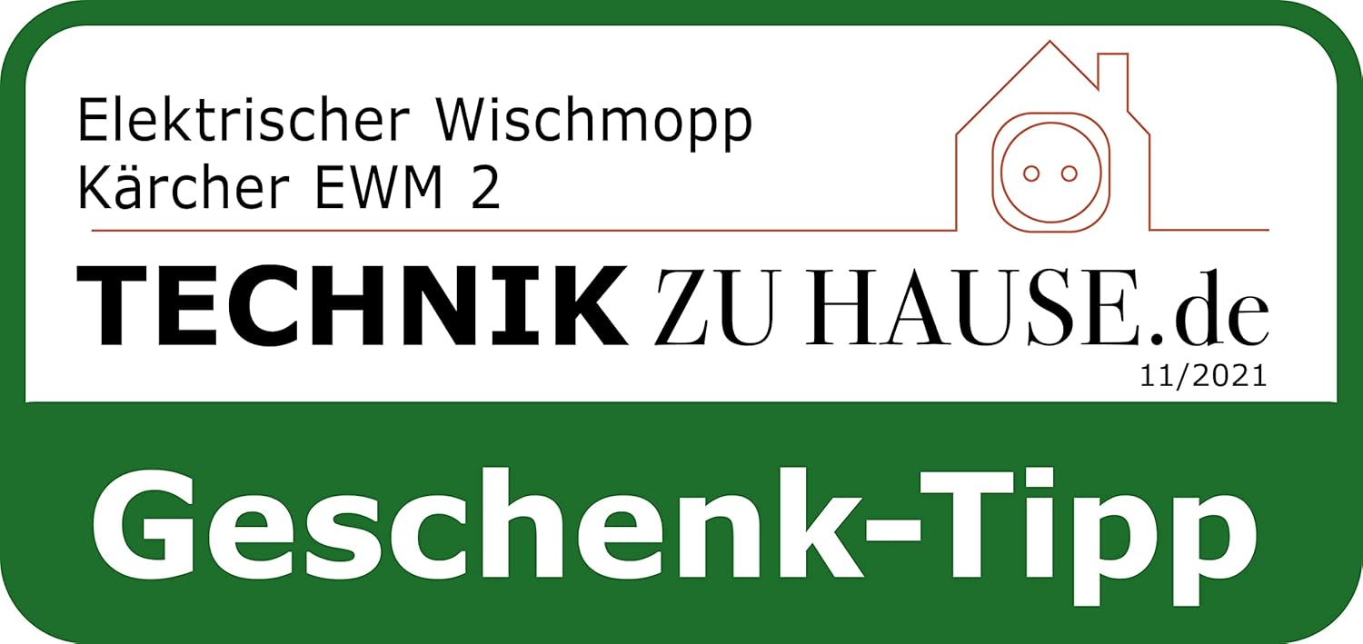 Krcher Elektrischer Wischmopp EWM 2, kabelloser Bodenreiniger mit 2 rotierenden Mikrofaserwalzen, Akkulaufzeit: ca. 20 min, Flchenleistung pro Akkuladung: ca. 60 m, Wei