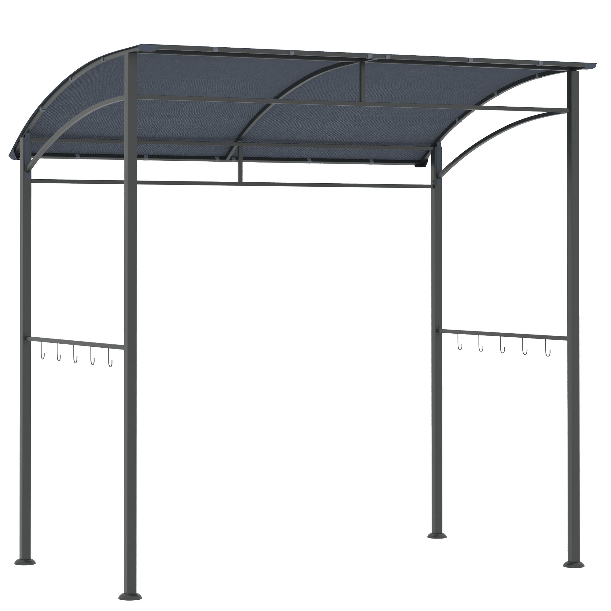 Grillpaviljoen, Grillafdak, Regenbescherming, Haken voor Keukengerei, Stalen frame, grijs, 215 x 150 x 174/220 cm