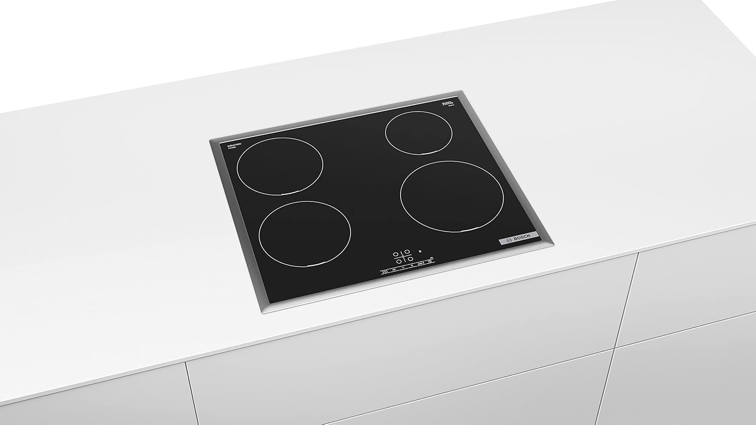 BOSCH PIE645BB5E Induktionskochfeld Serie 4, autarkes Glaskeramik-Kochfeld 60 cm breit, TouchSelect, PowerBoost, ReStart, Umlaufender Rahmen, Timer mit Abschaltfunktion, Schwarz