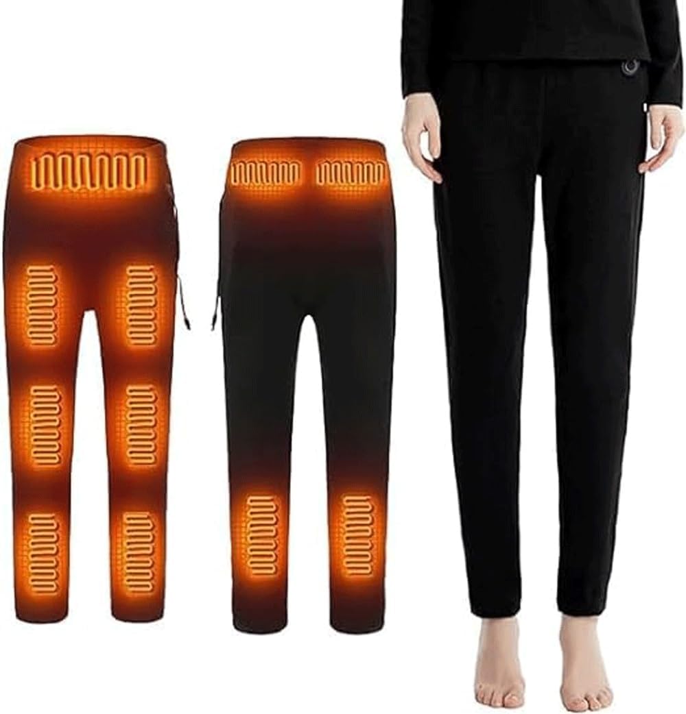 Beheiztes Unterwäsche-Thermoset, USB-isoliertes beheiztes Unterwäsche-Thermoset mit 3 Heizstufen und 22 Heizzonen für den Winter/Skifahren (Farbe: Hose, Größe: XL) (Hose S)