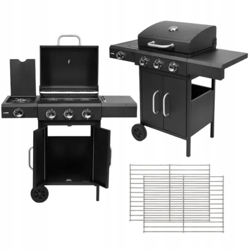 GRILL GAZOWY OGRODOWY 3+1 LUND 11,6 KW PALNIK BOCZNY CHROMOWANY RUSZT