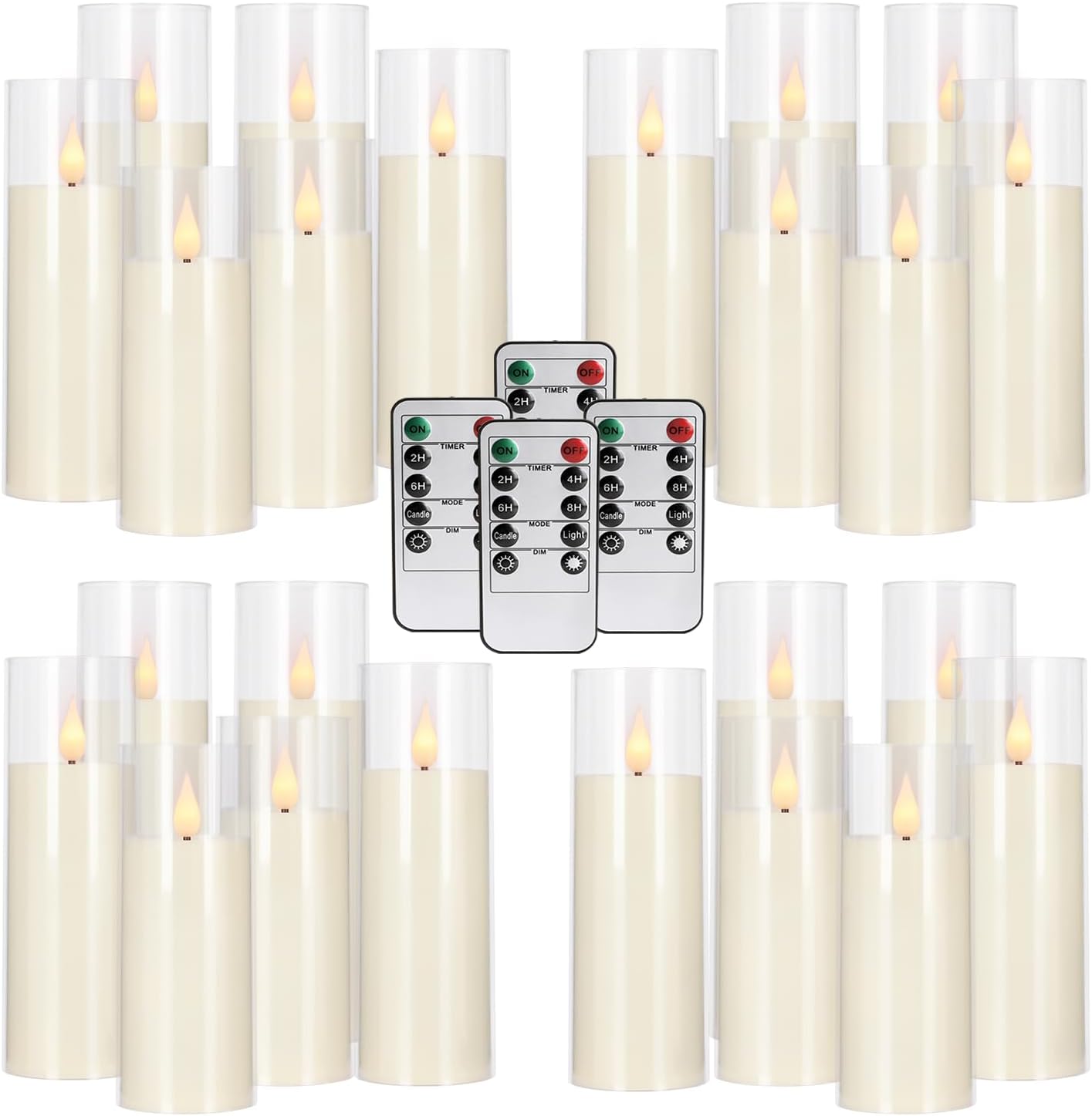 24 Stück A-Serie Acryl LED flammenlose Kerzen mit Fernbedienung – perfekt für Familien, Partys und besondere Anlässe – schaffen Sie einfach eine magische Atmosphäre (drei Größen)
