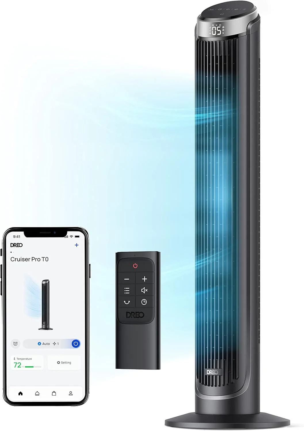 DREO Smart Tower Fan for Bedroom. Standing Fans for Indoors. 90掳 Oscillating. 26ft/s Velocity Quiet Floor Fan with Remote. 12H Timer. Voice Control Fans for Indoors. Compatible with Alexa