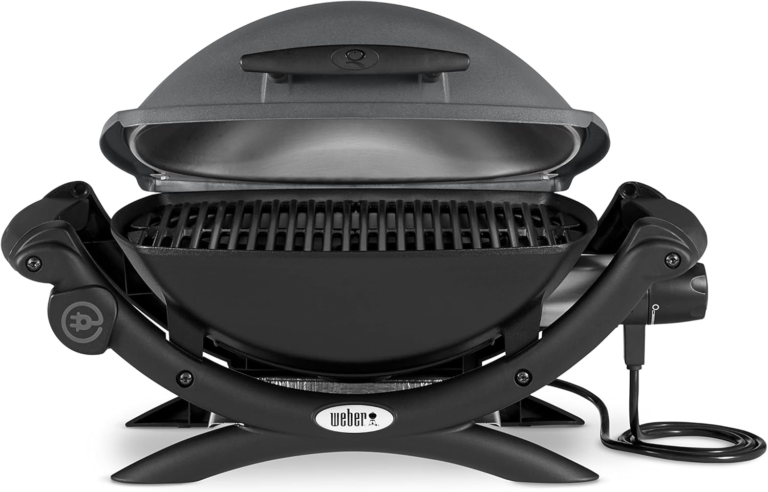 Weber Q1400 Elektrogrill, 43 x 32cm Grillfäche, portabler BBQ Grill, 2-geteilter porzellanemaillierter Guss-Grillrost, Aluminiumguss Deckel & Gehäuse - Dark Grey (52020079)