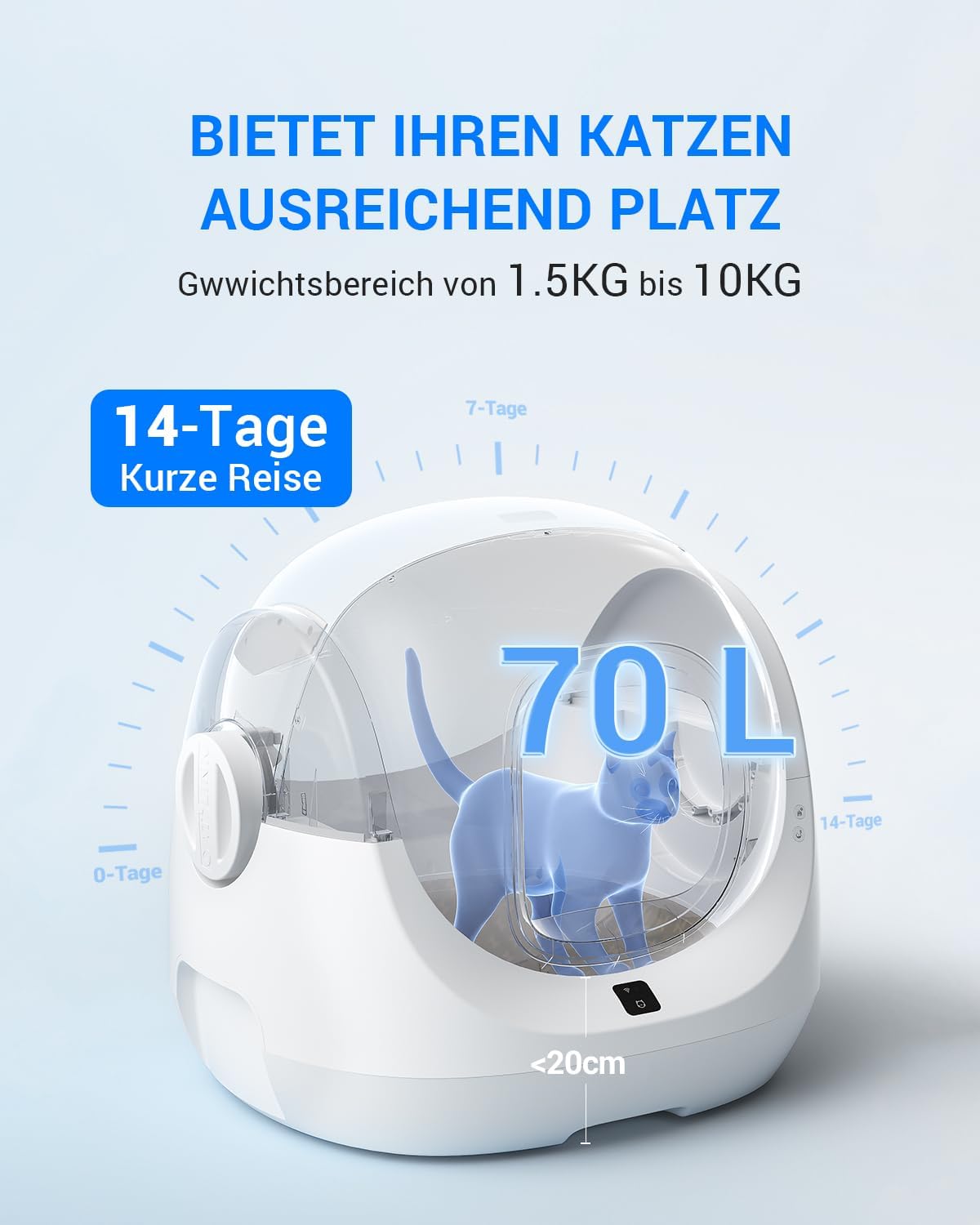 CATLINK Baymax Katzenklo Selbstreinigend, 70L XXL-Volumen, Verbessertem Schutz Gegen Seitliches Auslaufen, 7-facher Schutz, App-Steuerung und Mehrkatzenerkennung – Geeignet für mit Mehreren Katzen