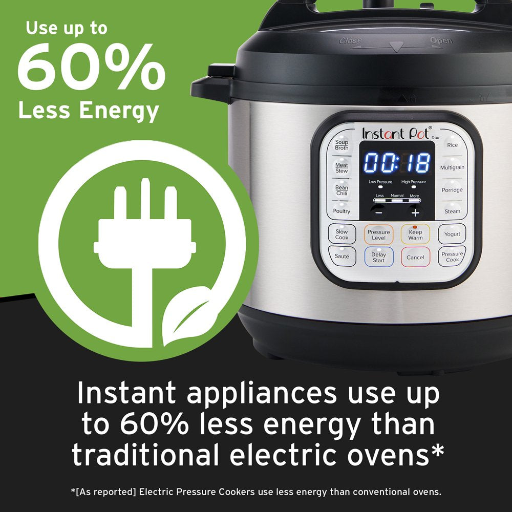 Instant Pot Duo 6 Qt 7-in-1 Electric Pressure Cooker with Easy-Release Switch, Stainless Steel