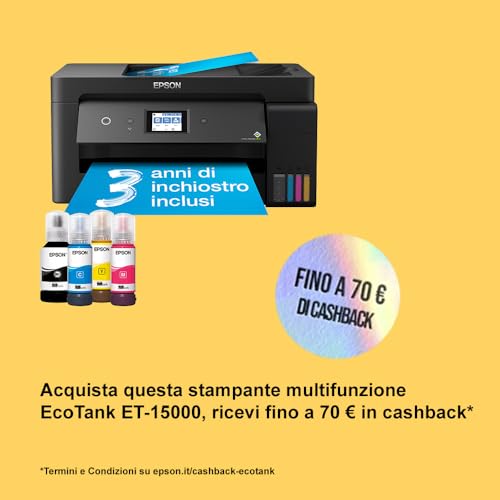 Epson EcoTank ET 15000 Stampante Multifunzione A4 e A3(Stampa, Copia, Scansione), Alimentatore automatico di documenti AirPrint, Serbatoi Flaconi Alta Capacità, Fronte/Retro, Nero : Epson: Informatica