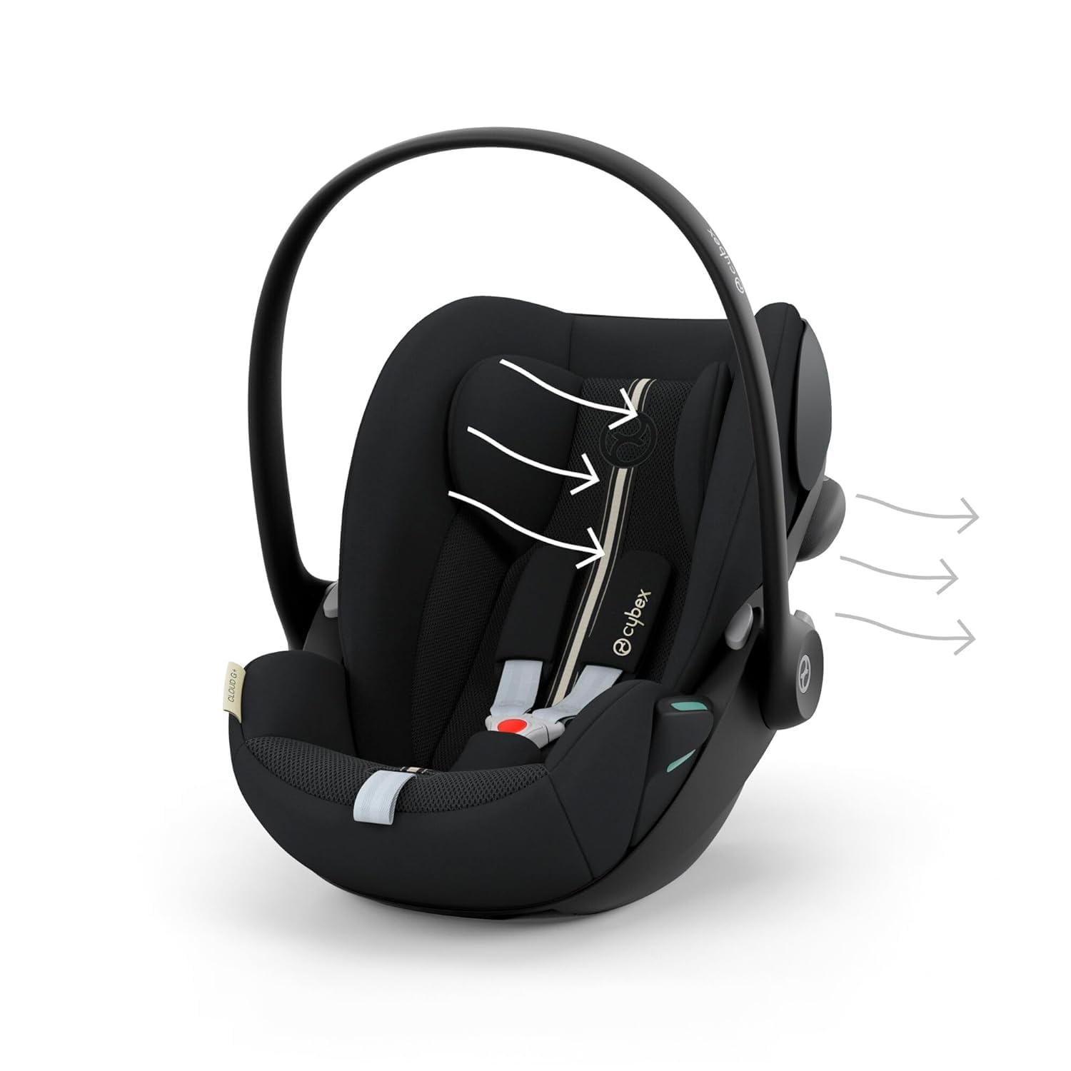 CYBEX Gold Babyschale Cloud G i-Size Comfort, Inkl. Neugeboreneneinlage, Ab Geburt bis ca. 24 Monate, Für Kinder ab 40 cm bis 87 cm, Max. 13 kg, Moon Black