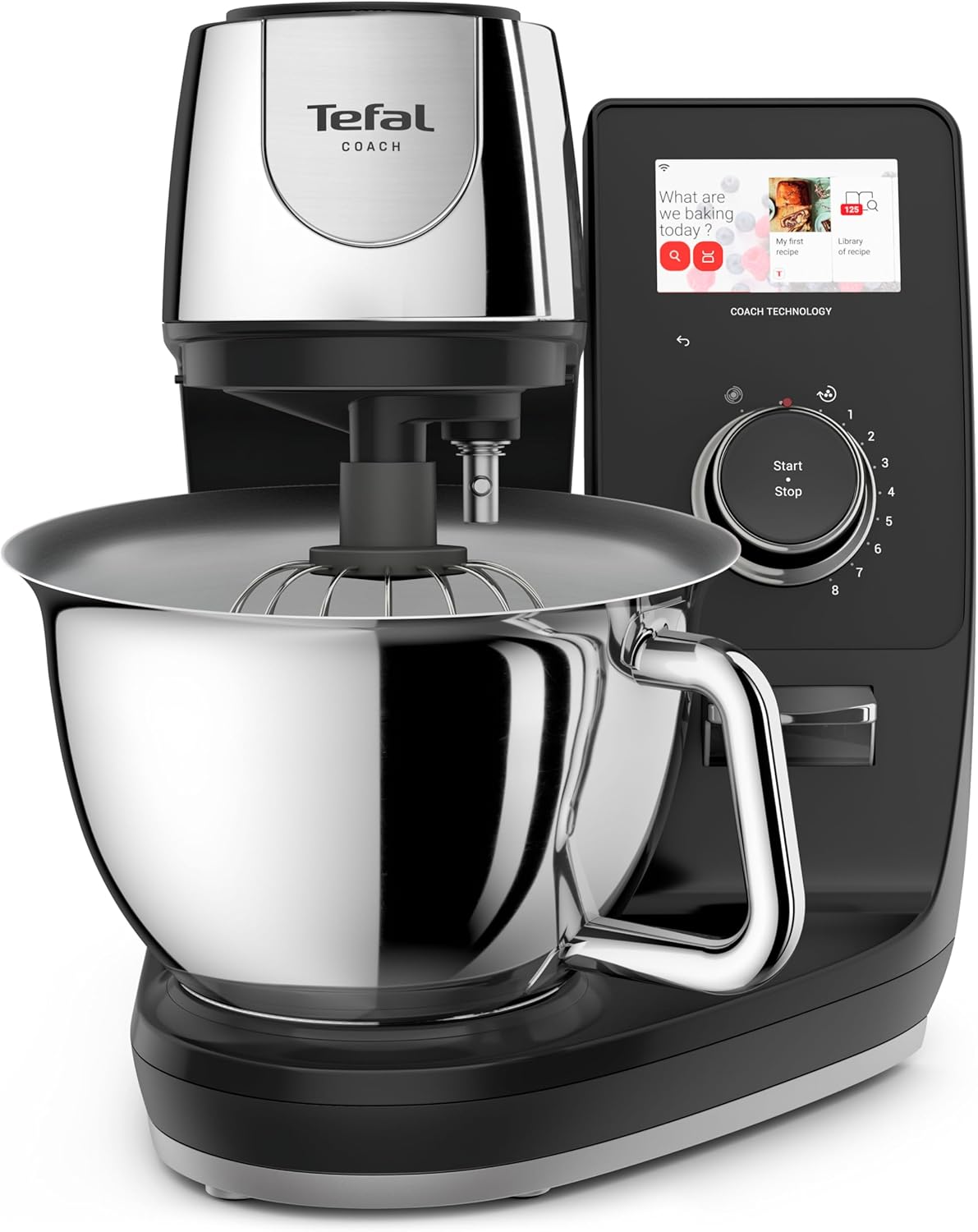 Tefal I-Touch +, Küchenmaschine mit integrierter Waage, Step-by-Step Rezepte, 25 Automatikprogramme, 5,5-Liter-Schüssel, WiFi-Verbindung, 4,3'' Touchscreen, 1200 Watt, Schwarz, QB960DF0