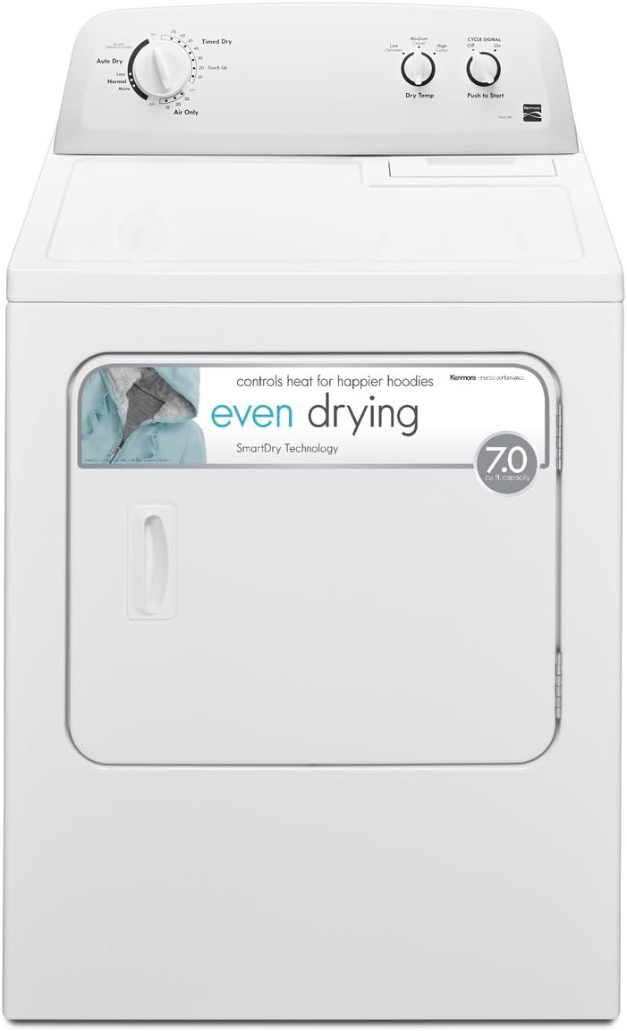29′′ Front Load Electric Dryer with Wrinkle Guard and 7.0 Cubic Ft. Total Capacity, White