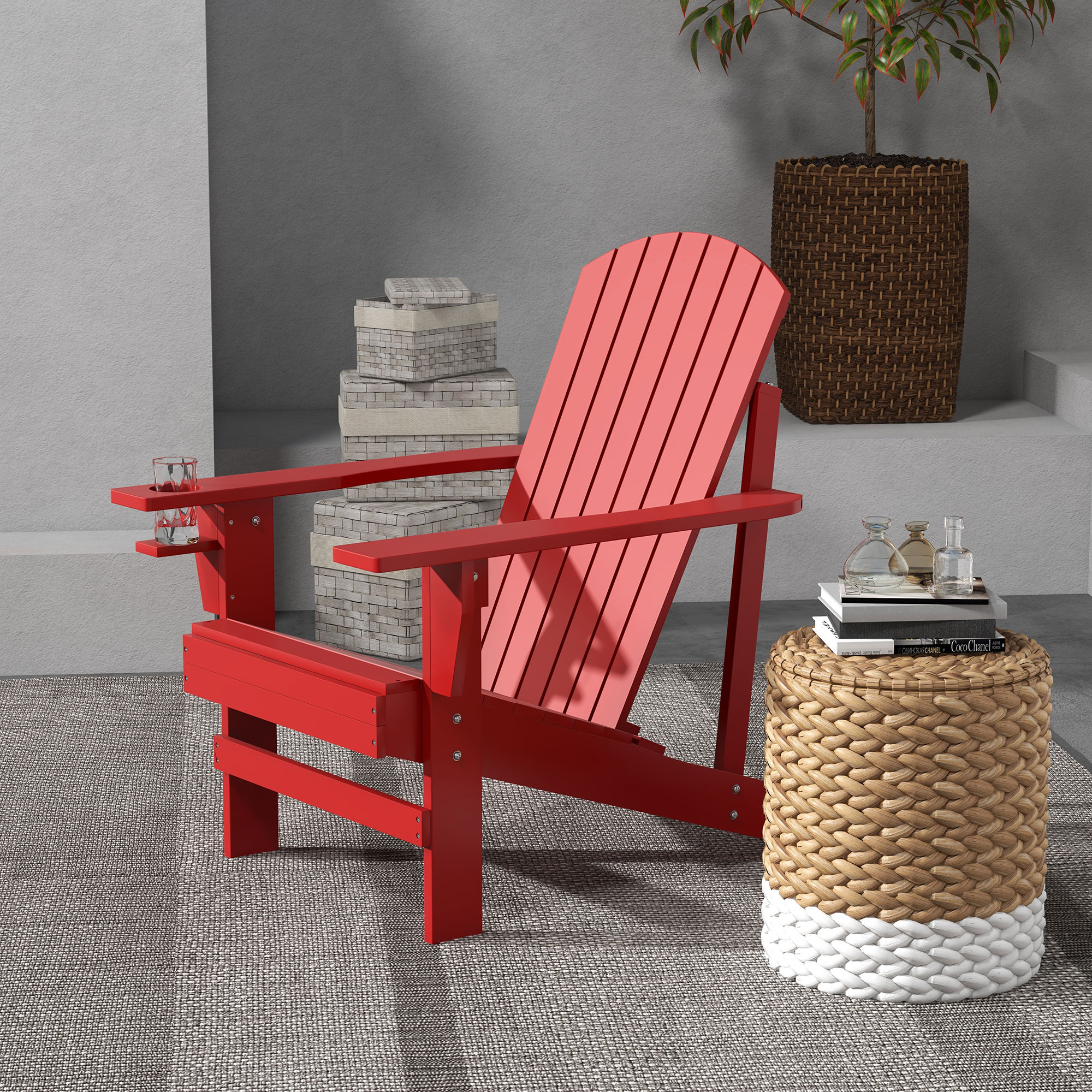 Adirondack Tuinstoel Tuinsessel Outdoor-Sessel, 72 cm x 97 cm x 92 cm, Rood