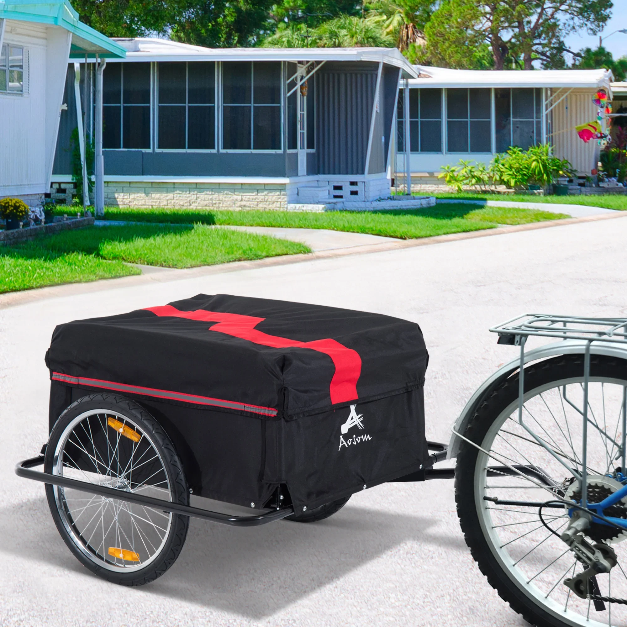 HOMCOM fietskar, opvouwbare aanhanger met grote transportbox
