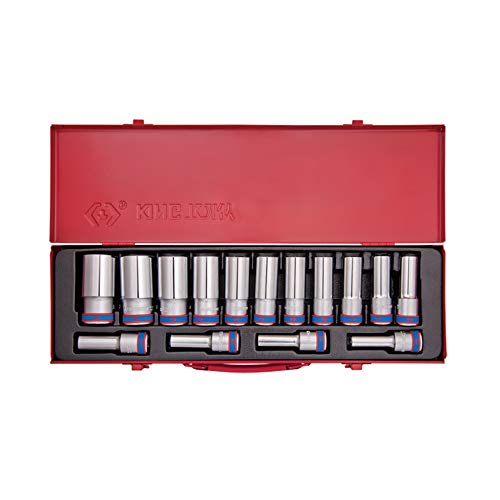 KING TONY 4215MR bussola, 12/14/16/19/21/24/26/27/30/32 mm, 1/2 ", Confezione da 15 : Fai da te