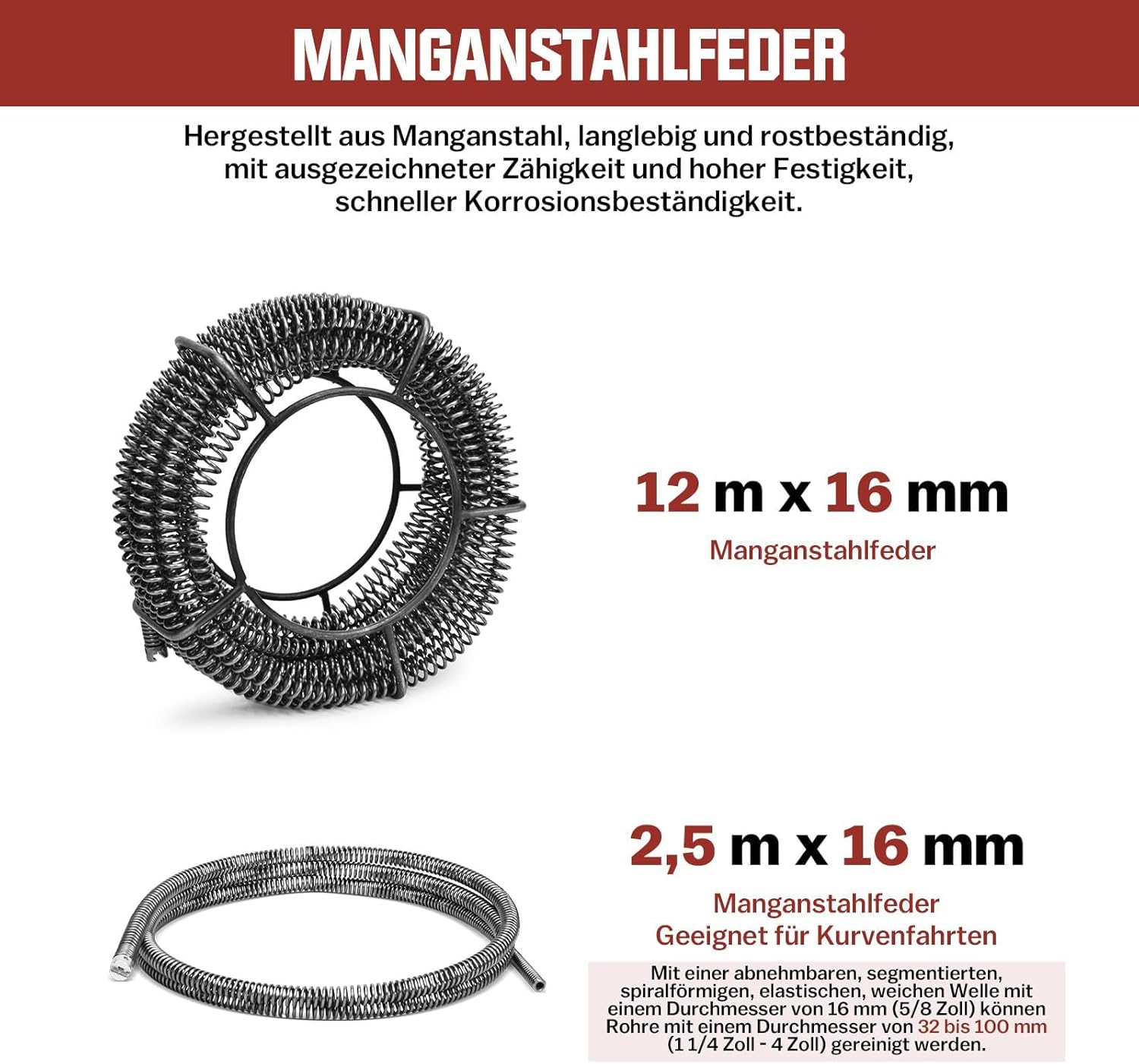 850W Elektrische Rohrreinigungsmaschine Satz zum Ø20-200mm Rohrleitungen [Spirale 33m x Ø16 mm + 14m x Ø22mm, 5m x Ø10mm], Rohrreinigungsgerät Set Rohrreiniger Reinigung Abflussreiniger, 450U/M
