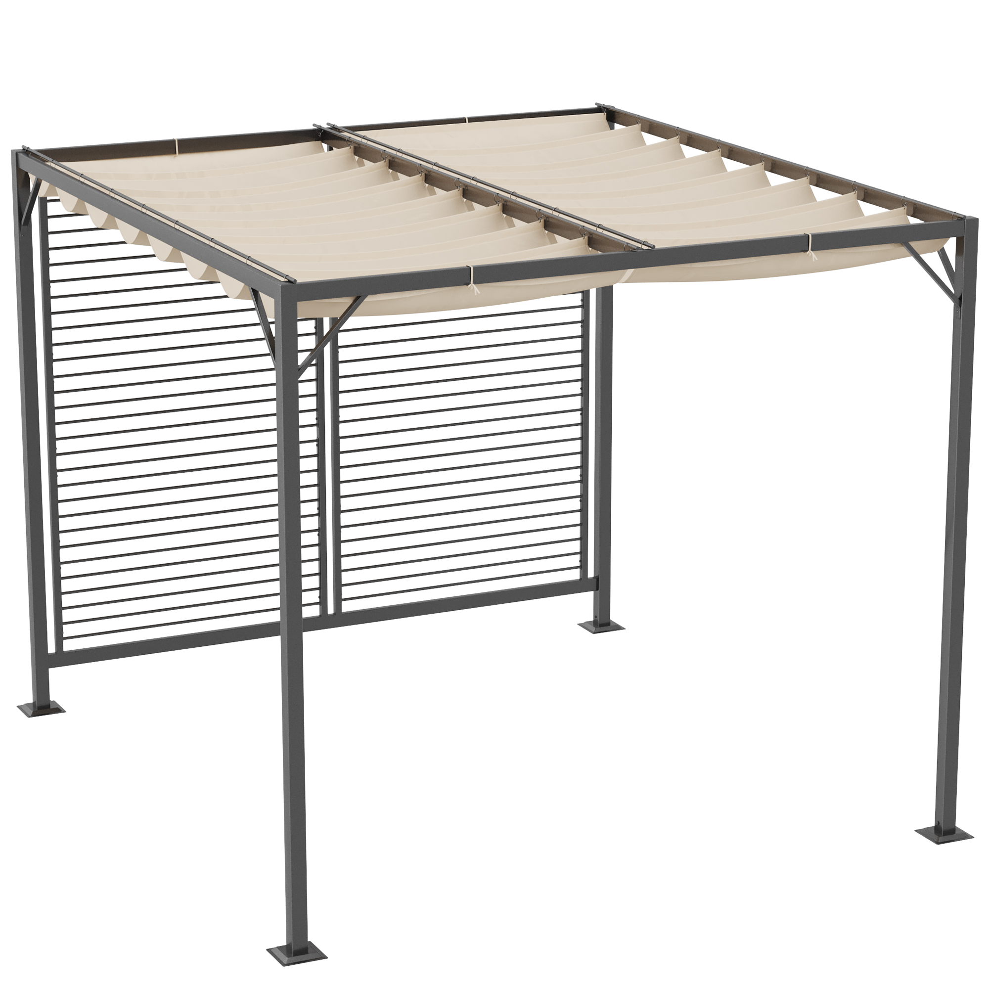 Outsunny paviljoen, pergola met verstelbaar stoffen dak