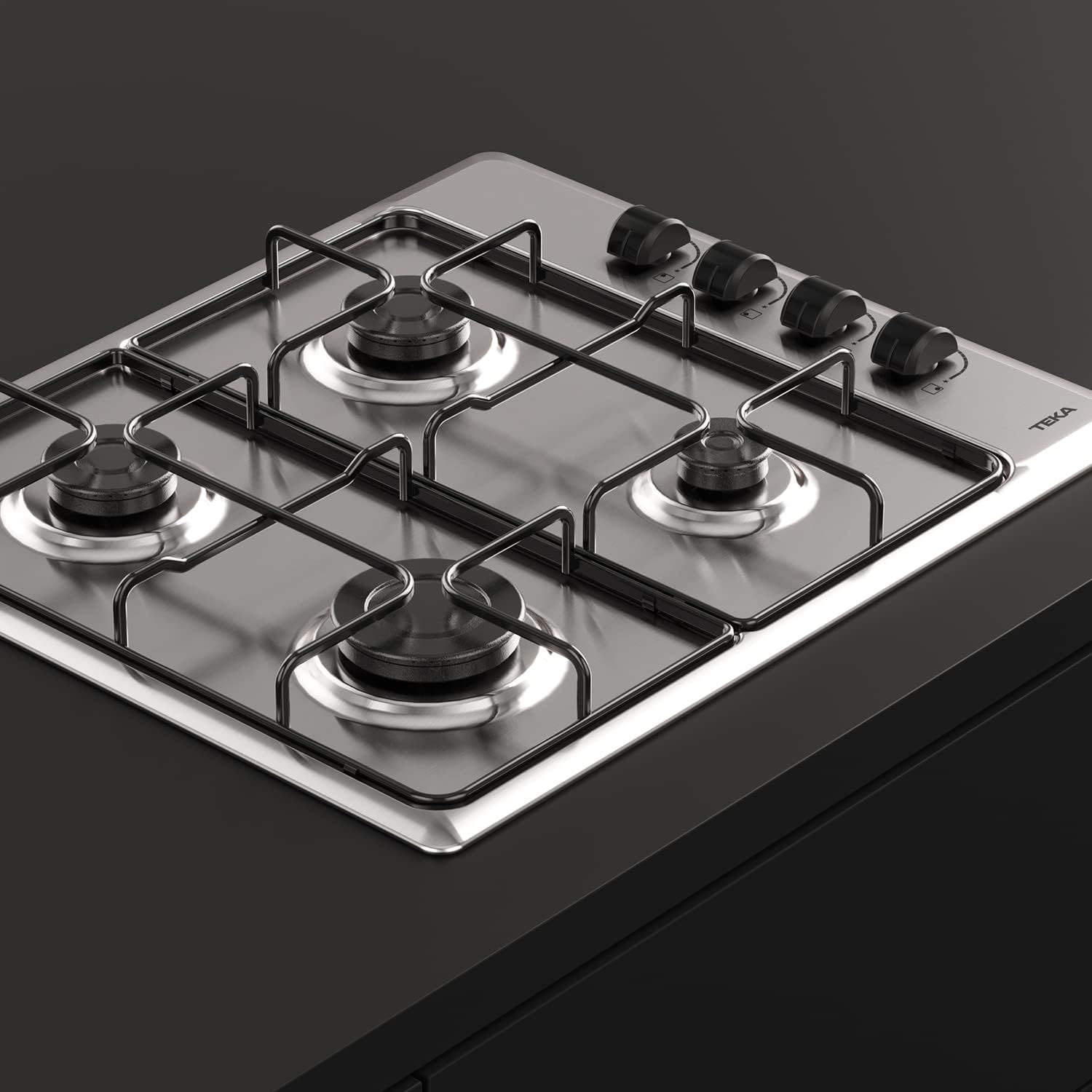 TEKA Placa de Gas Butano, 60 cm, 4 Fuegos, Mandos Ergonómicos, Seguridad Termopar, Parrillas Esmaltadas, HLX 640 KL
