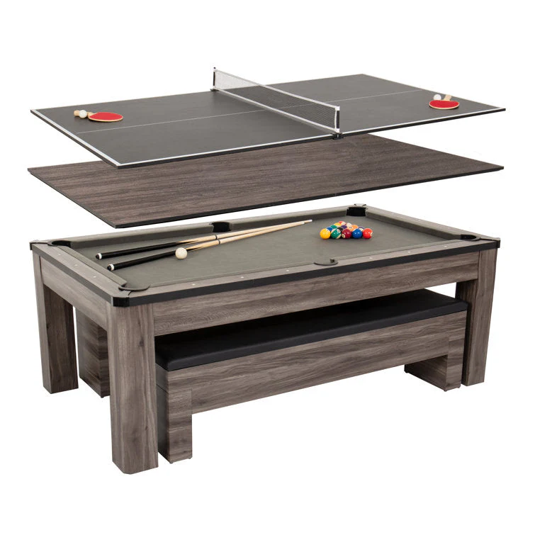 7' 3-in-1 Combination Table Includes Billiards, Table Tennis, & Dining Table