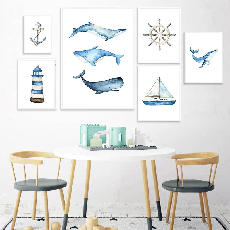 Nautical Nursery Prints, Coastal Baby Nursery Wall Art