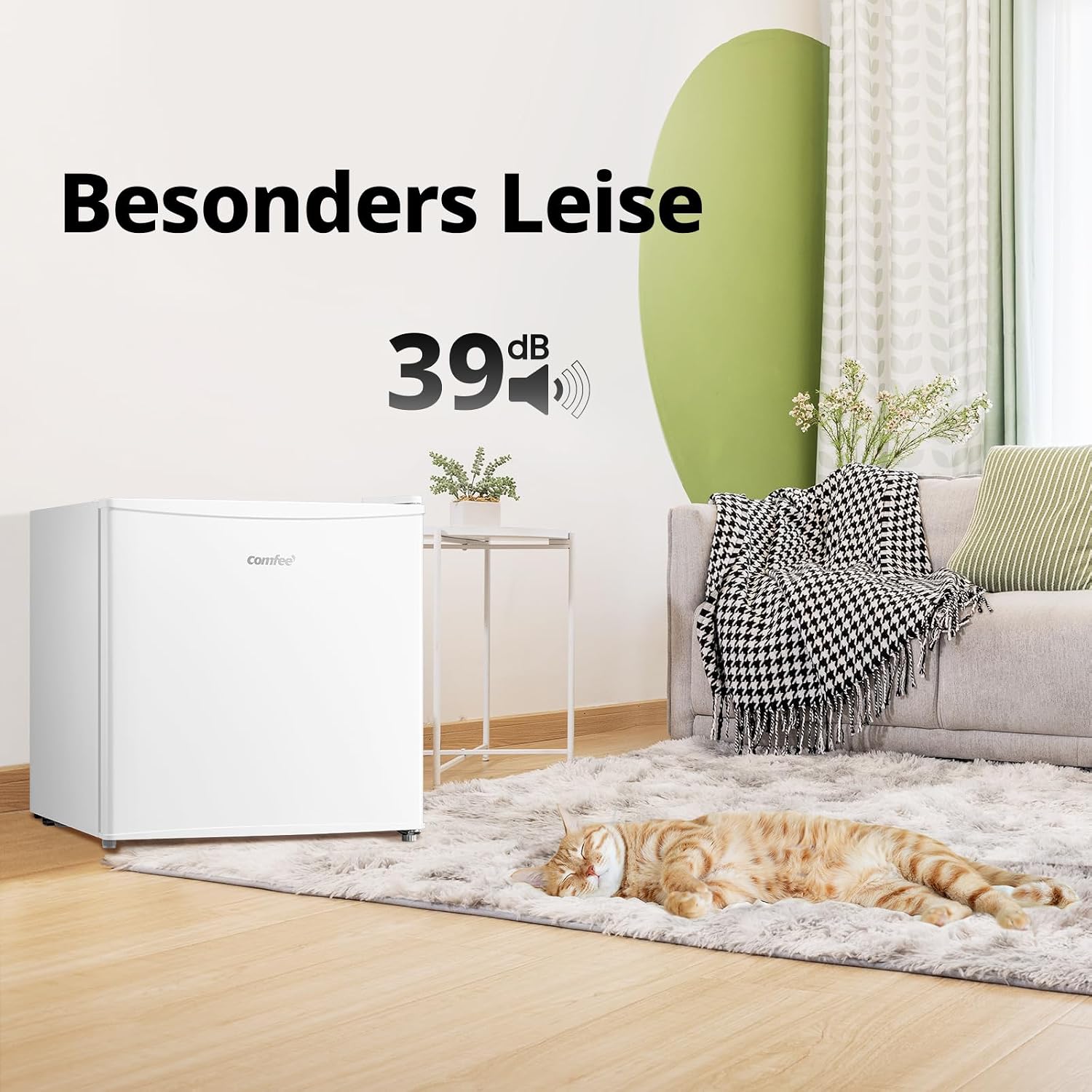 COMFEE RCU40WH3EU(E) 31L Mini Gefrierschrank mit Inverter-Kompressor, D-Energieeffizienz, 4-Sterne-Gefrierleistung, Leise 39 dB, Kompakter Tisch Gefrierschrank für Büro, Küche, Studentenwohnheim Weiß