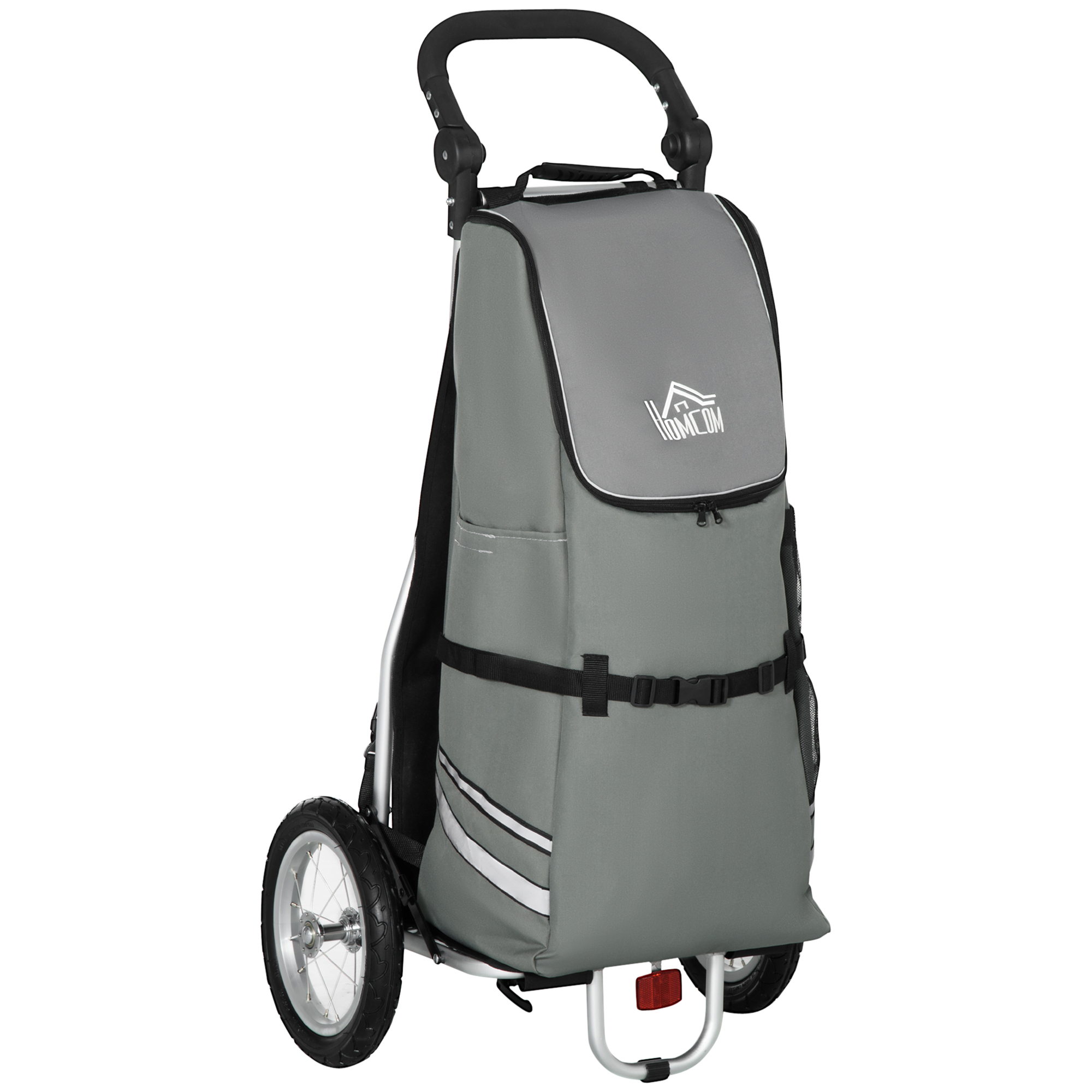 3-in-1 Boodschappentrolley Winkelwagen Fietsaanhanger Steekwagen, 53 x 43 x 110cm, Grijs+Zilver