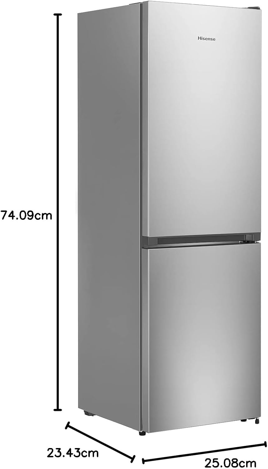 Hisense RB327N4AD2 Kühl-Gefrierkombination/ NoFrostPlus/ Multiflow 360°/ HolidayMode/ FreshZone/ 182,4 cm/ Kühlteil 171 l/ Gefrierteil 85 l/ 41 dB/ 287 kWh/ Jahr/ Edelstahl-Look