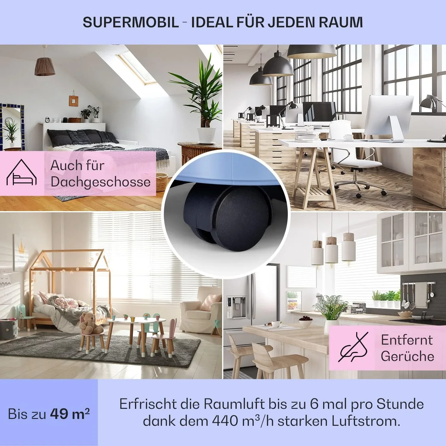 Klarstein Mobile Klimaanlage mit Abluftschlauch, 5-in-1 Klimager?t, Ventilator, Luftentfeuchter, Luftreiniger & Nachtmodus, App-Steuerung, Kleine & Portable, f��r Wohnung & B��ro, 12000 BTU